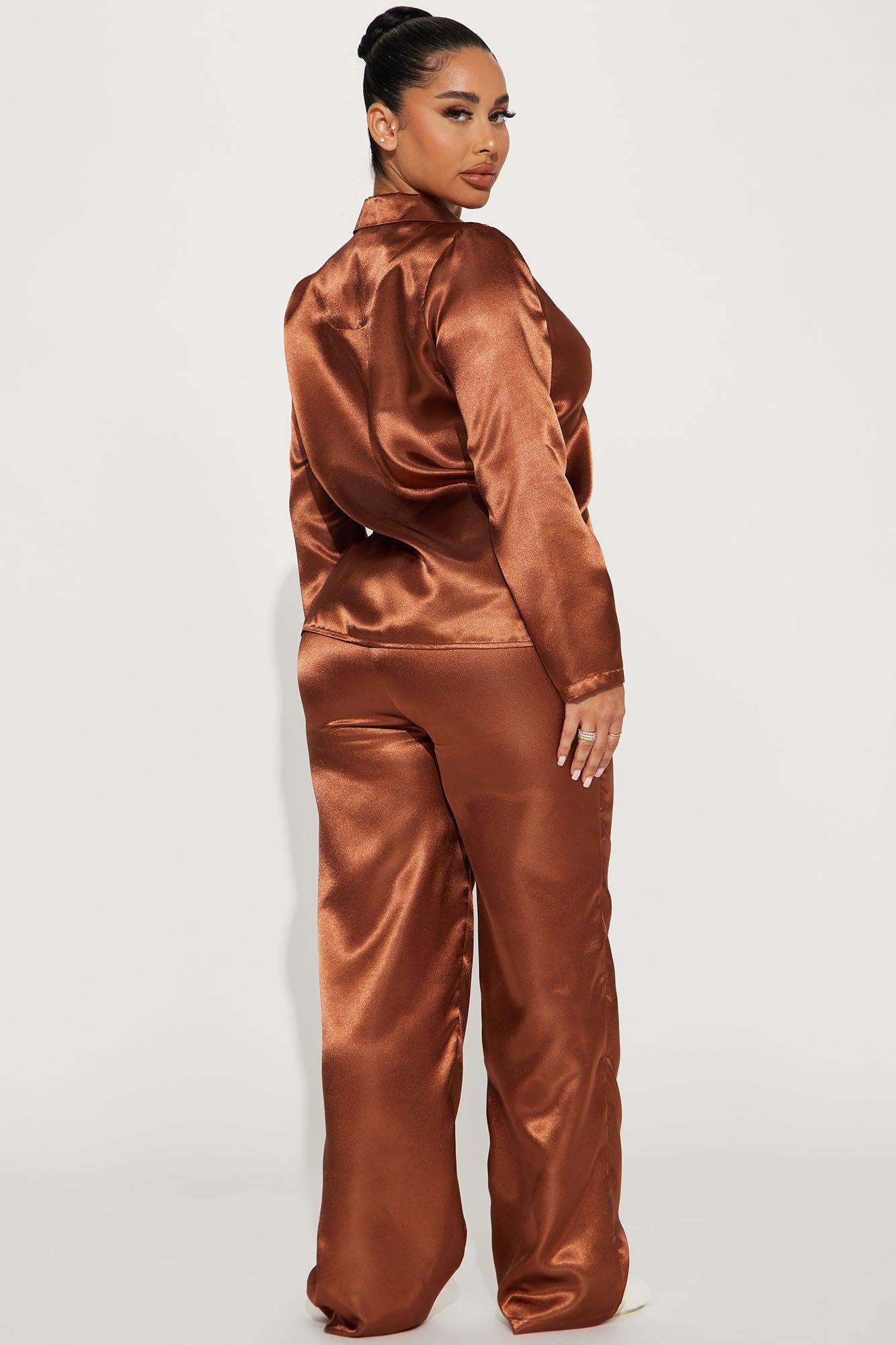 Pillow Fight Satin PJ Pant Set - Copper Product Image