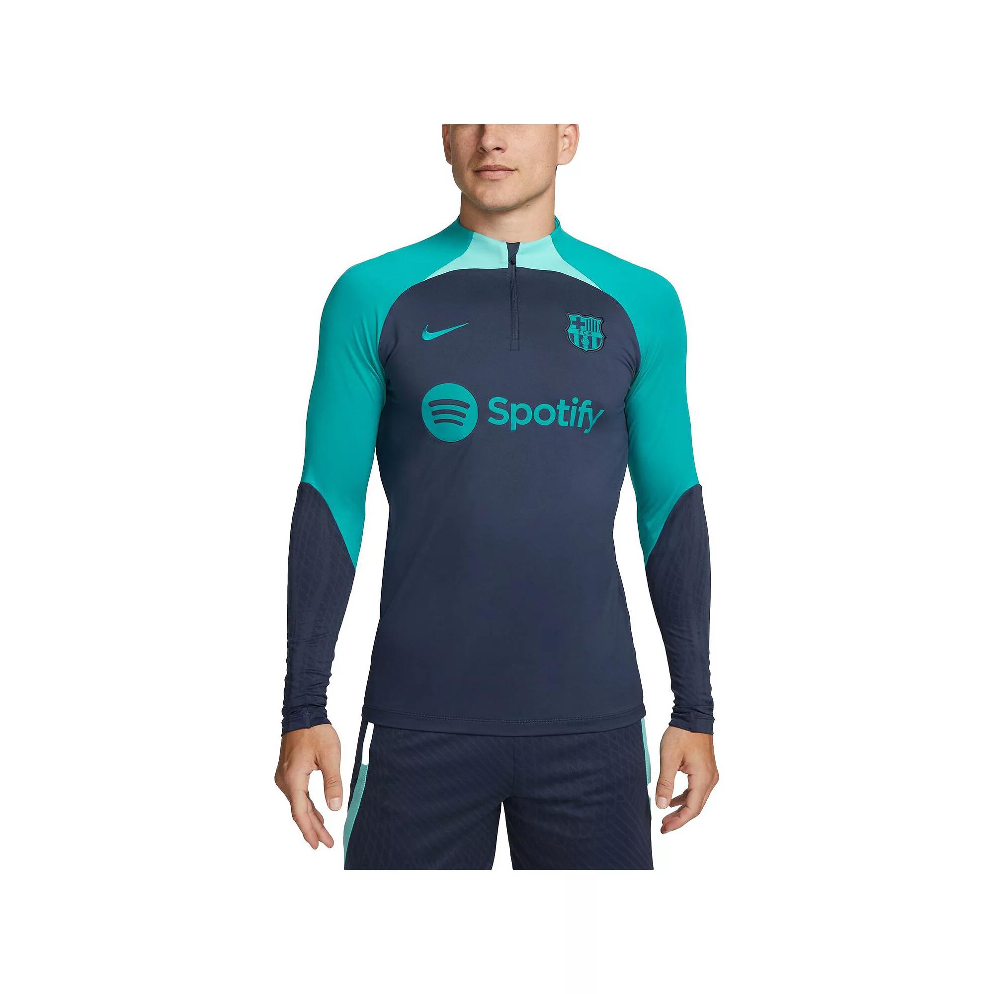 Men's Nike Navy Barcelona Strike Drill 2023/24 Performance Quarter-Zip Long Sleeve Top, Size: 2XL, Bar Blue Product Image