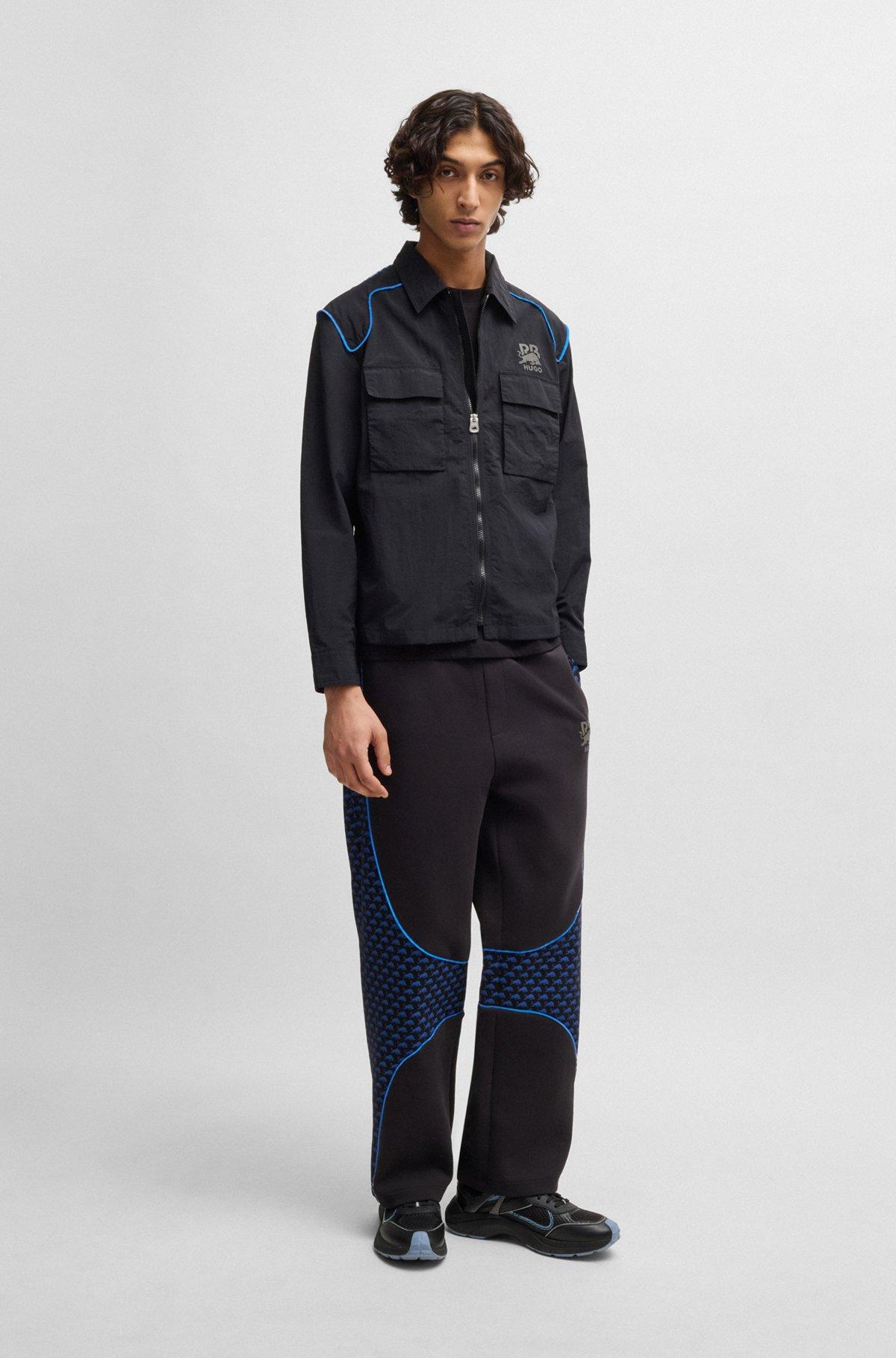 HUGO x RB oversize-fit overshirt with carbon stealth logo Product Image