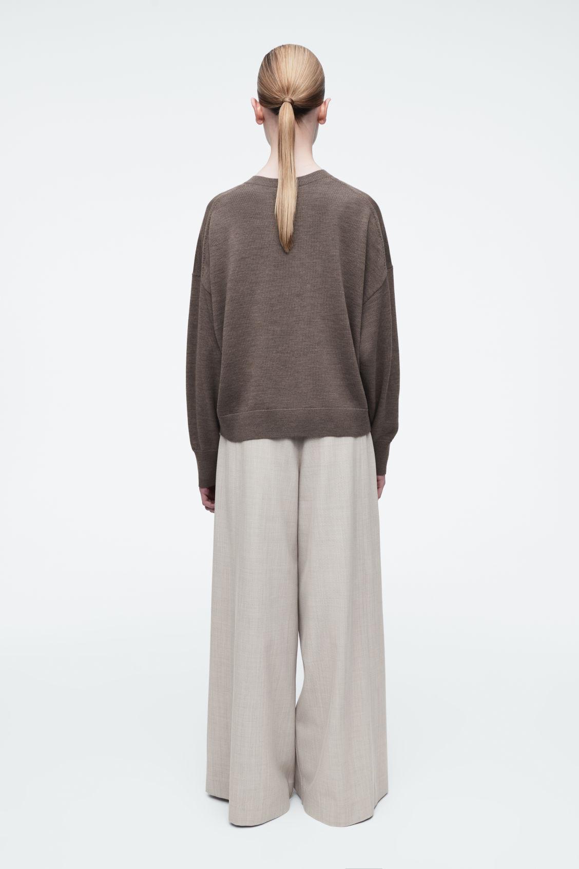 MERINO WOOL CREW-NECK CARDIGAN Product Image