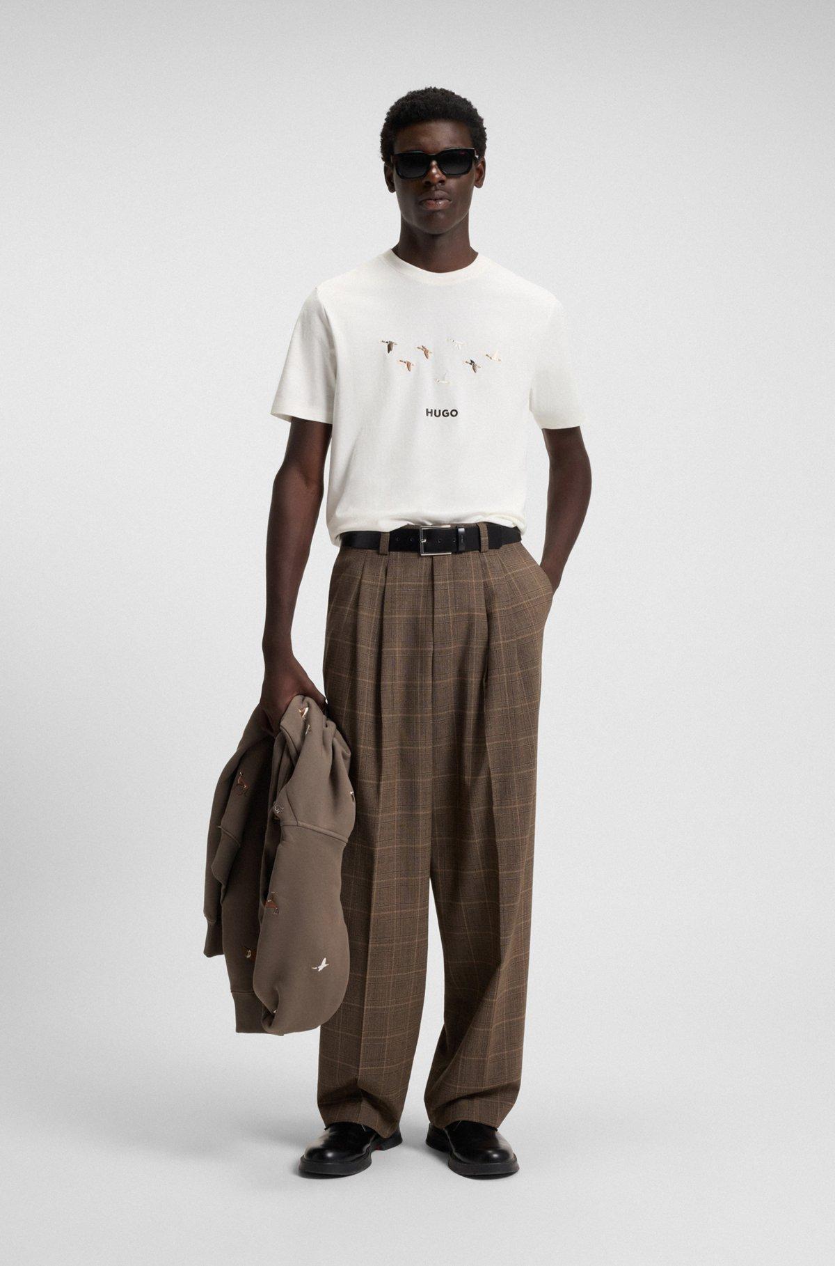 Cotton jersey T-shirt with curved embroidered logo Product Image