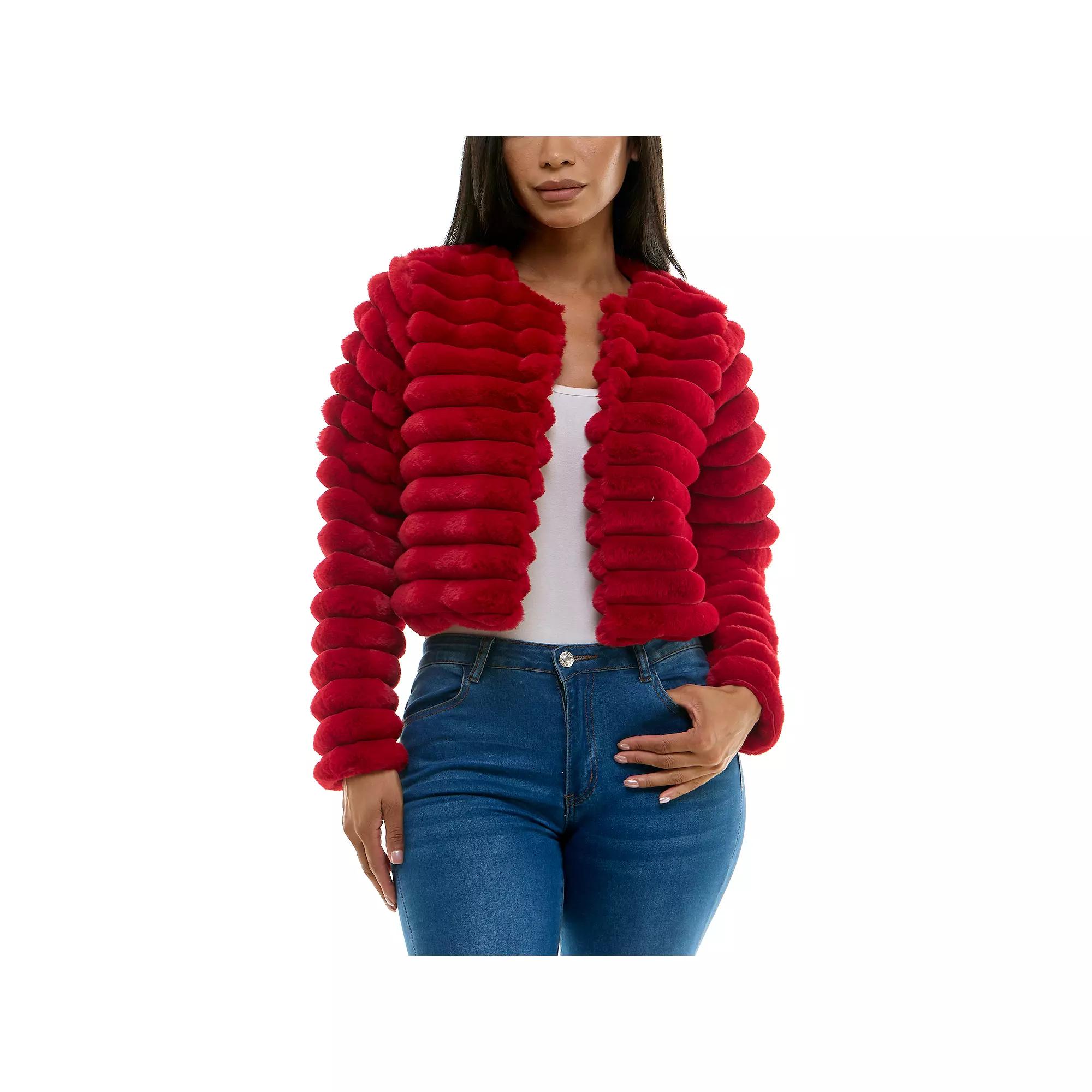 Women's Nina Leonard Long Sleeve Faux Fur Bolero,  Product Image
