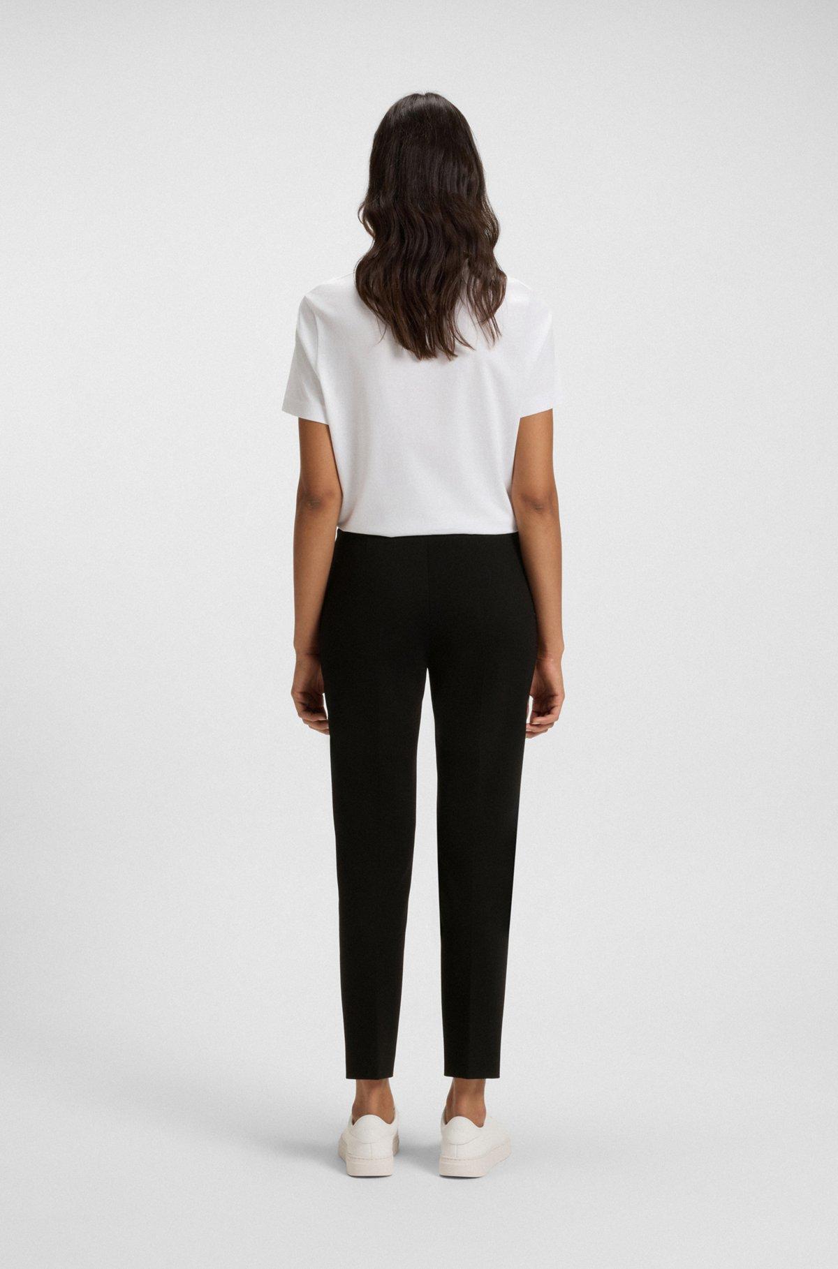 BOSS - Regular-fit trousers in stretch fabric with tapered leg - Black Product Image