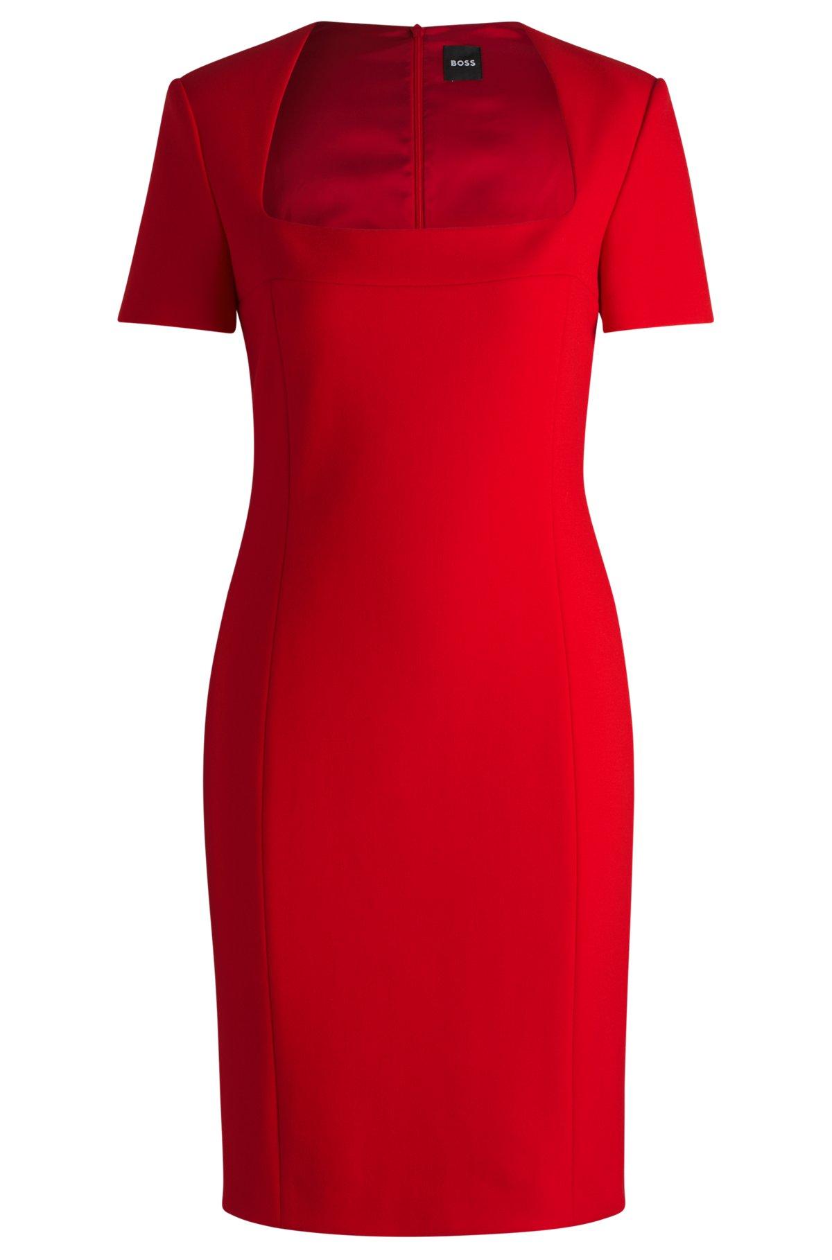 Square-neck slim-fit dress in stretch material Product Image