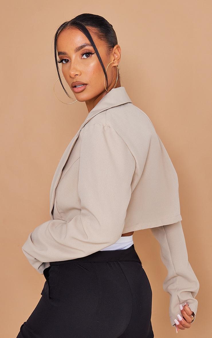 Stone Basic Seam Detail Woven Cropped Blazer Product Image