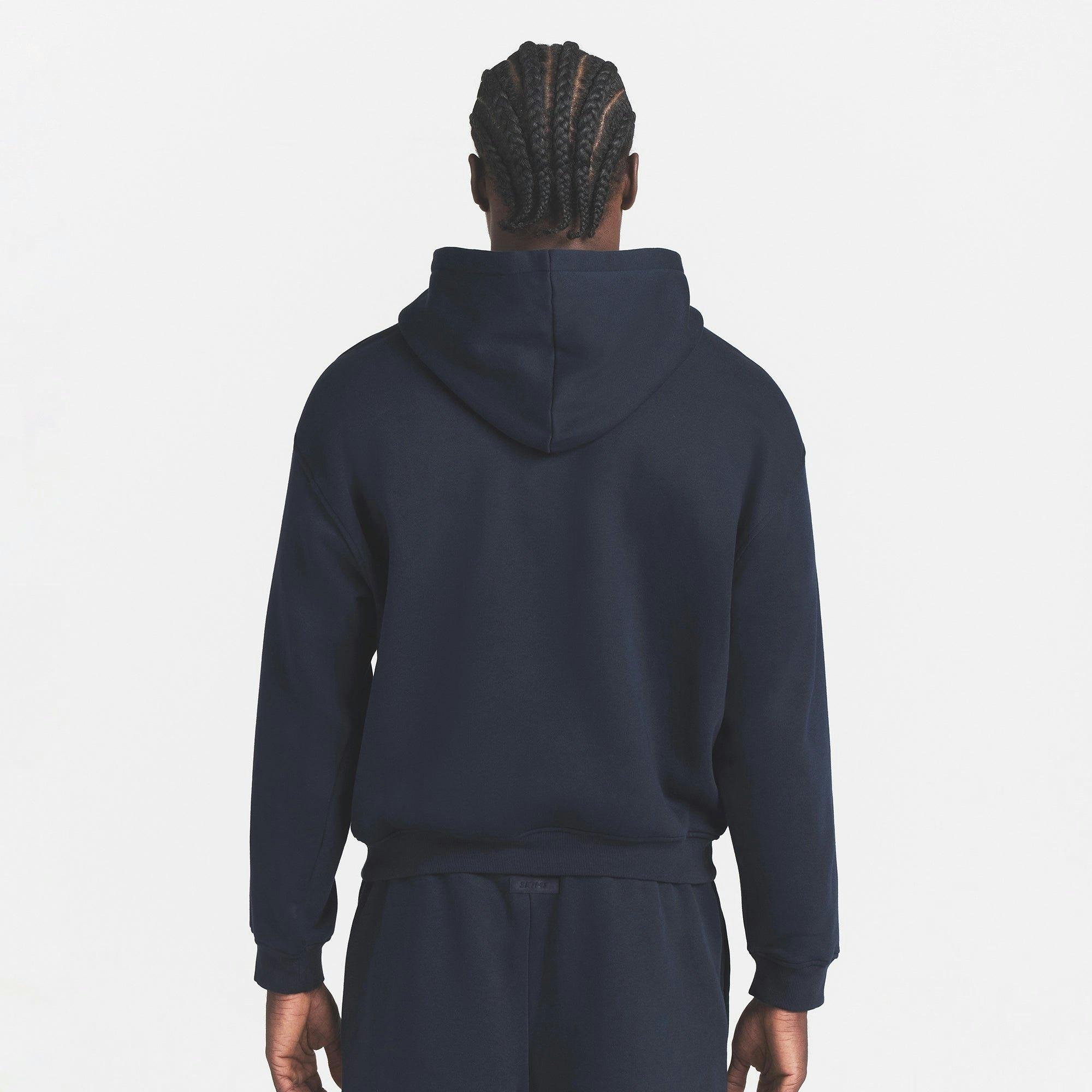 FLEECE LOUNGE MENS RELAXED ZIP UP HOODIE | NAVY Product Image
