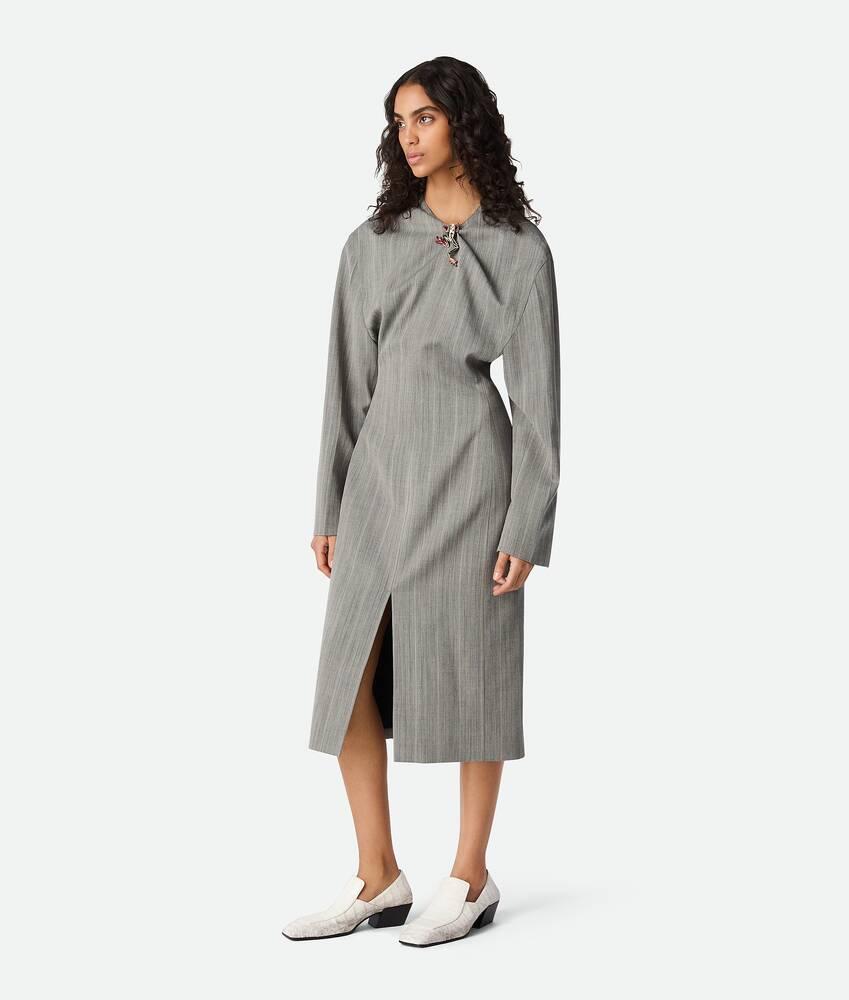 Women's Wool Subtle Stripe Dress in Vulcano/bean melange Product Image