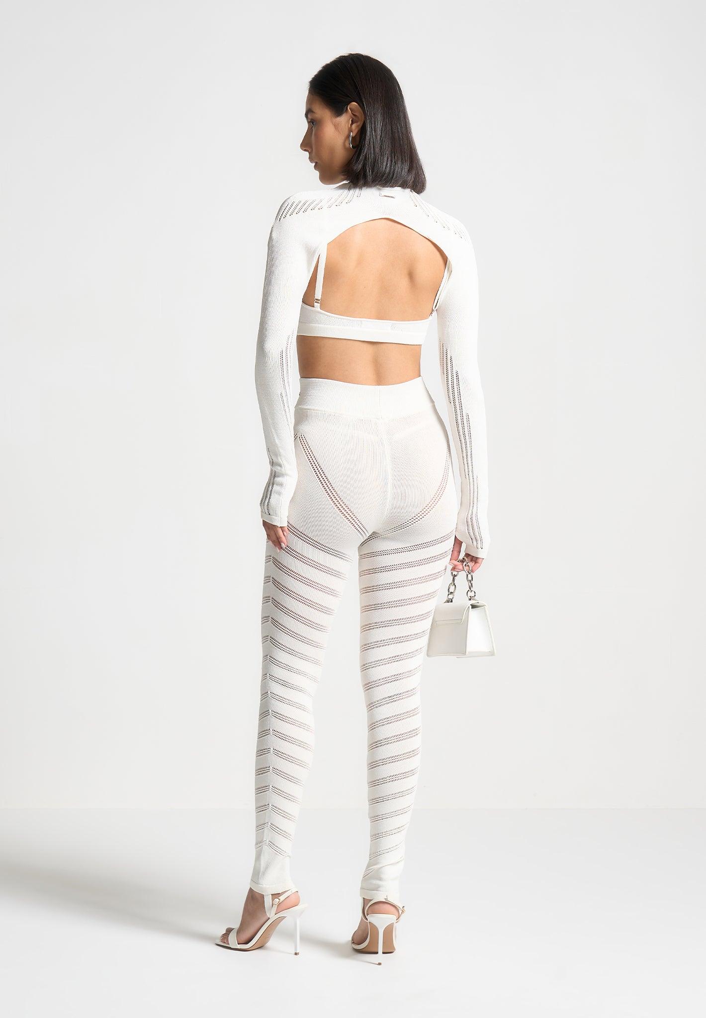 Knitted Sleeve Overlay with Bralette - White Female Product Image