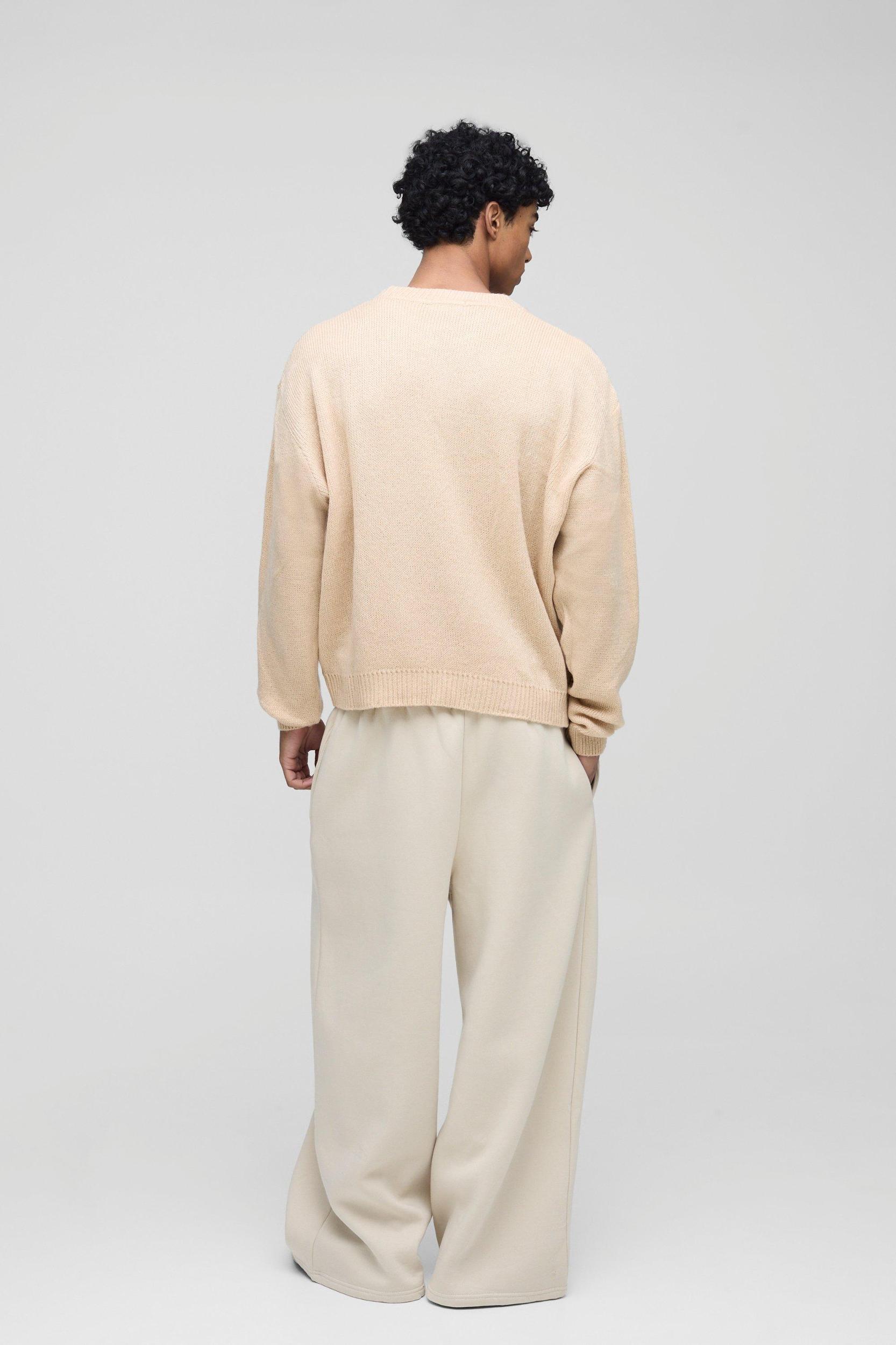 Oversized Boxy Brushed Knitted Sweater | boohooMAN USA Product Image