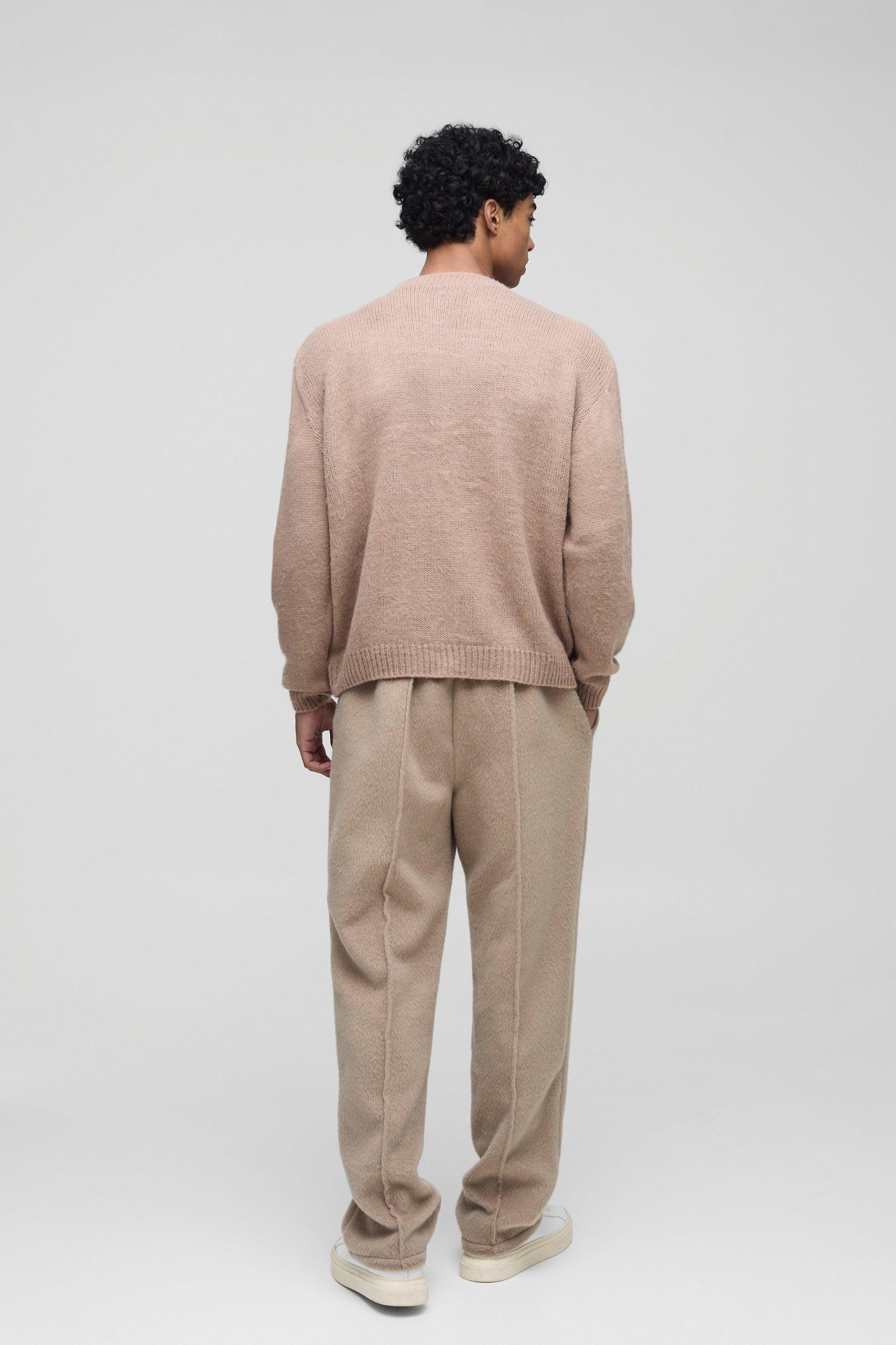 Oversized Boxy Brushed Knitted Sweater | boohooMAN USA Product Image