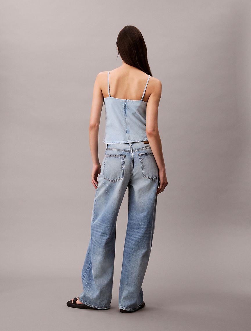 Cotton Linen Blend Denim Tank Top Product Image