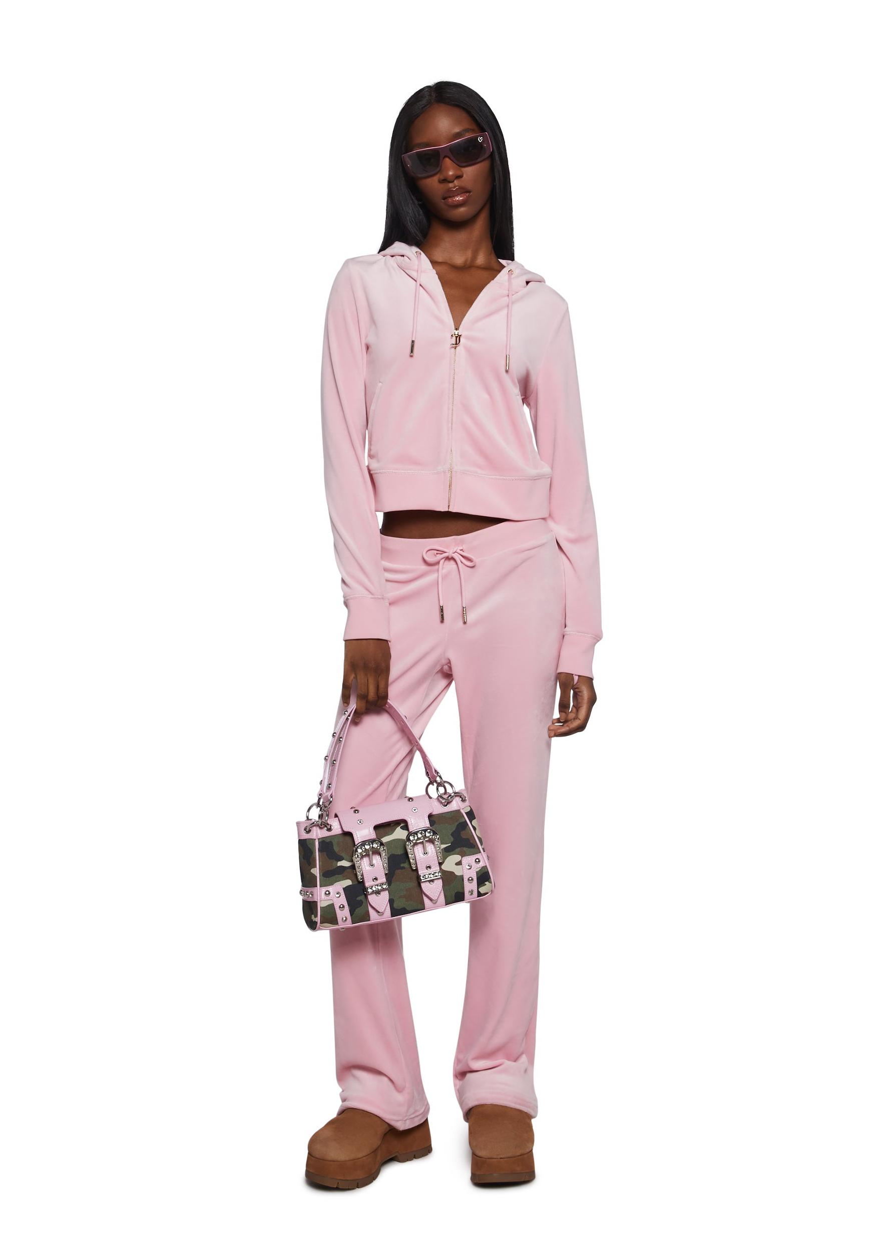 Juicy Couture OG Big Bling Velour Rhinestone Hoodie - Pink Product Image
