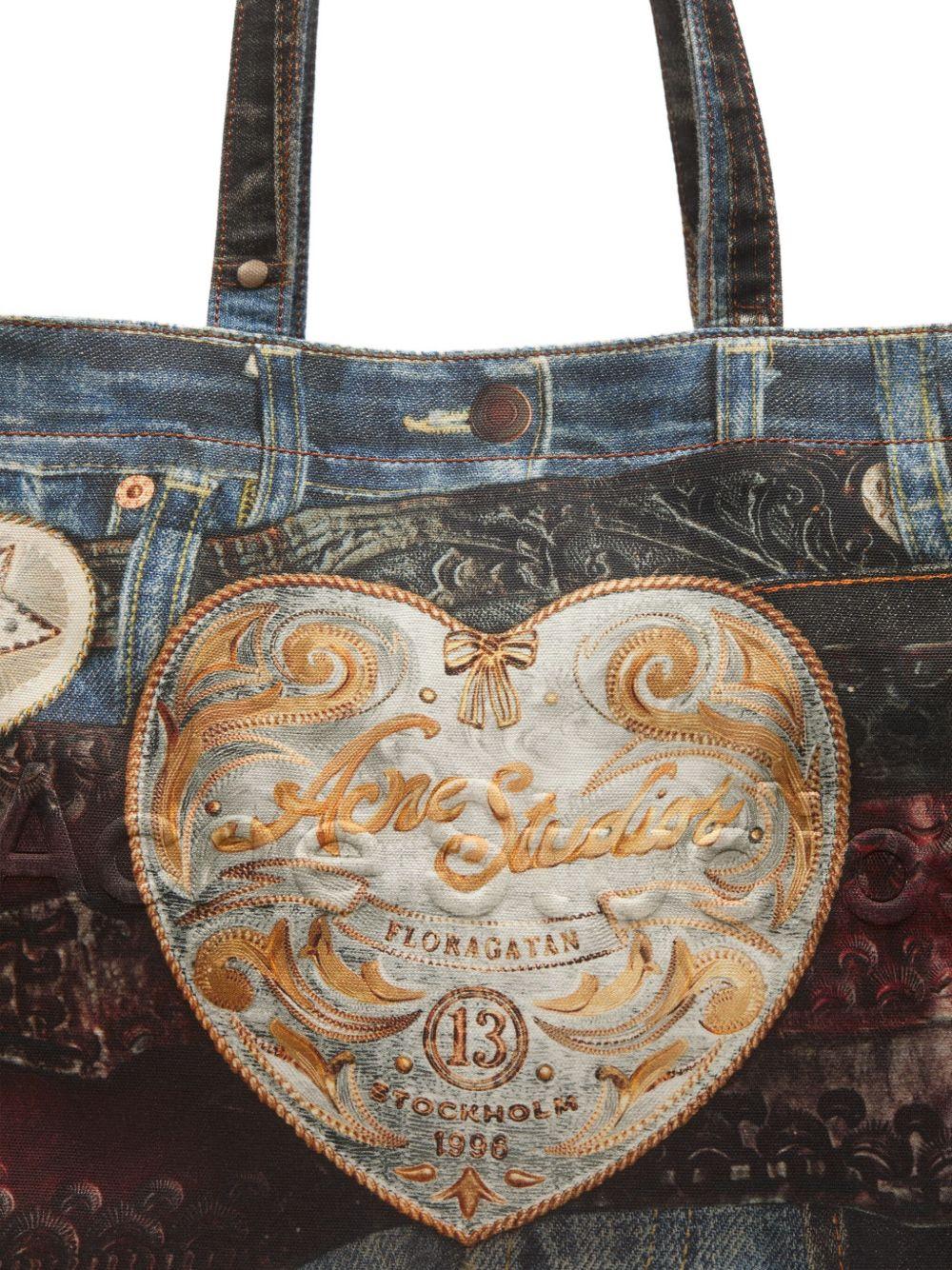 denim-patch heart tote bag Product Image