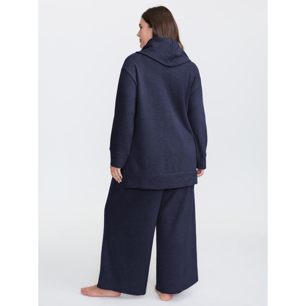 Plus Size Turtleneck Snuggle-Worthy Loungewear Set Women Indigo Long Sleeve Turtleneck Leisure Loungewear Sets BloomChic 26/4X Product Image