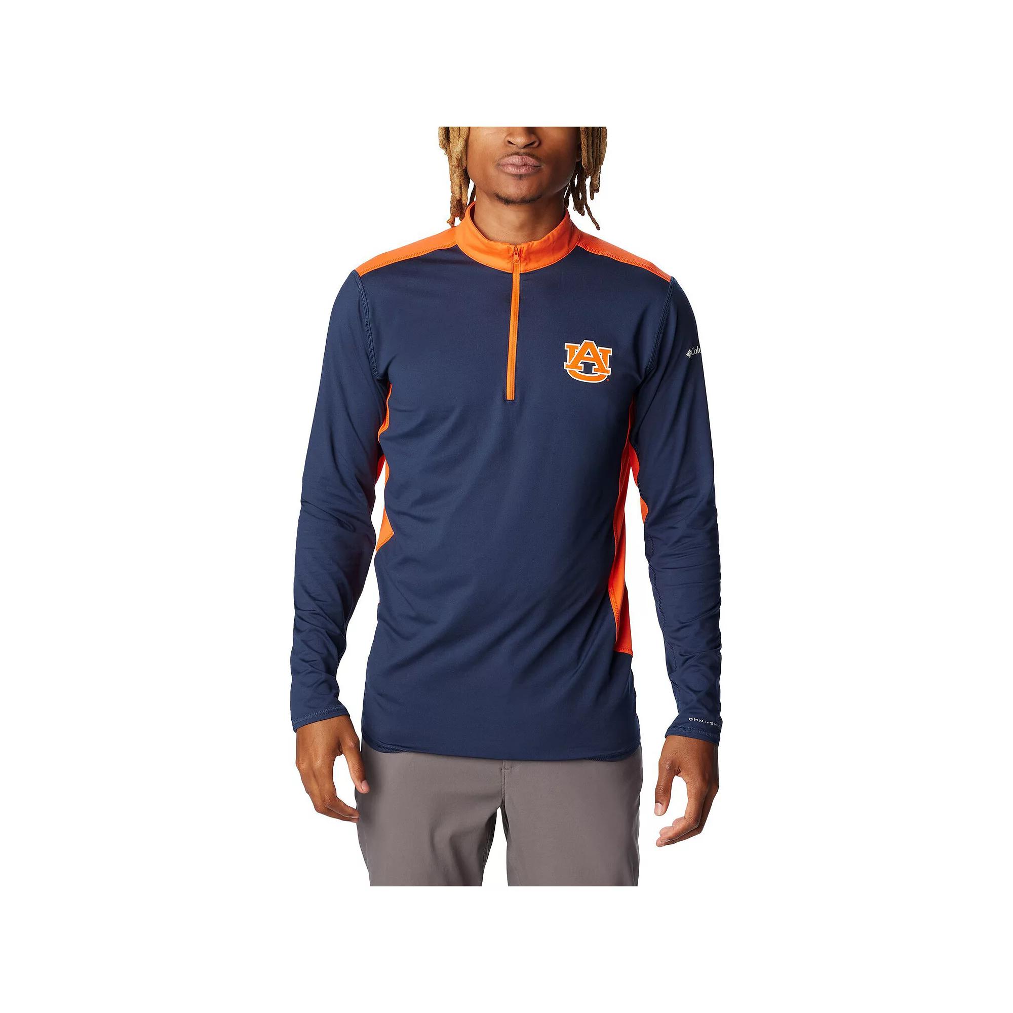 Men's Columbia Navy Auburn Tigers Tech Trail™ Omni-Shade Quarter-Zip Top,  Product Image