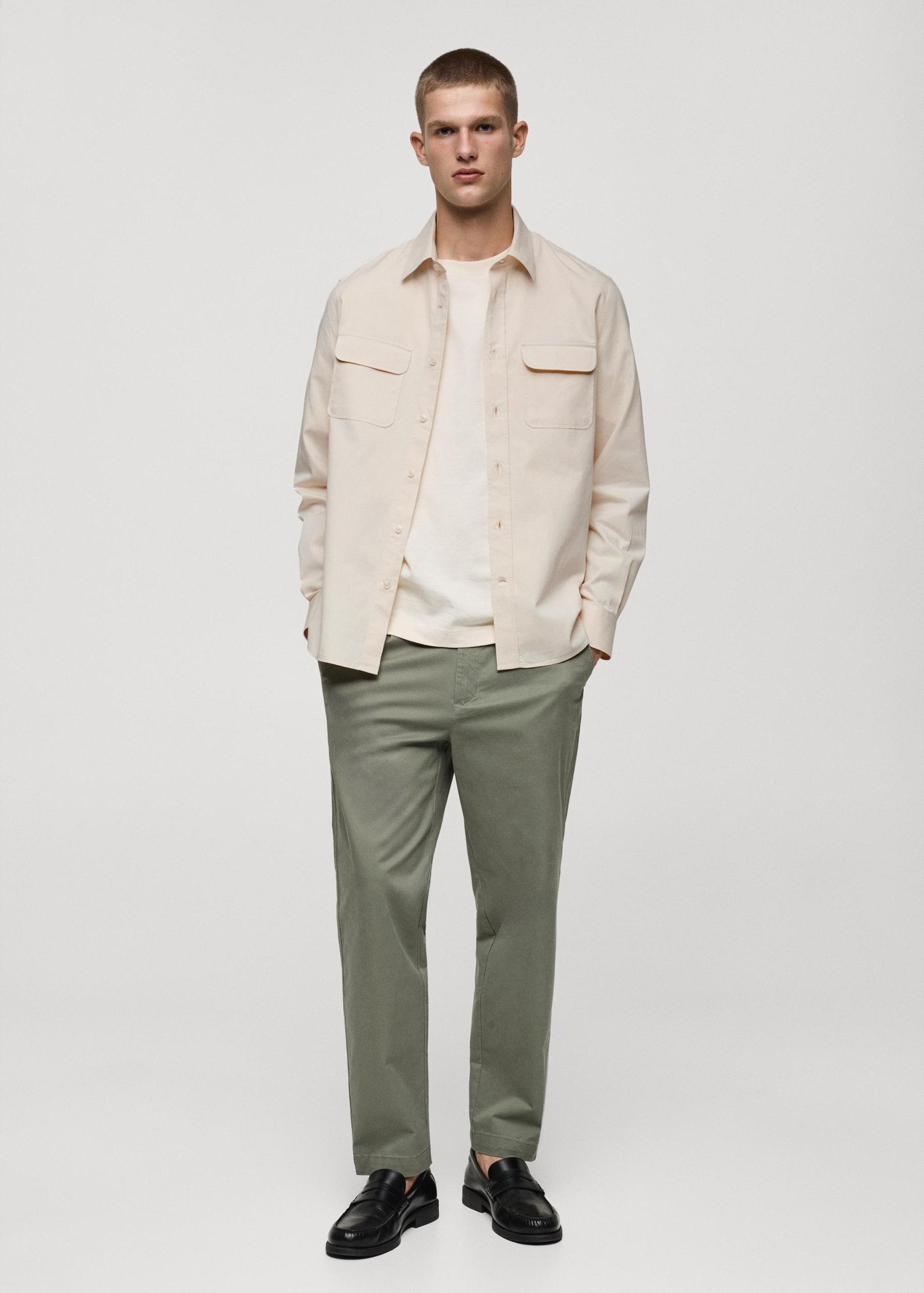 Twill cotton overshirt with pockets - Men | MANGO USA Product Image