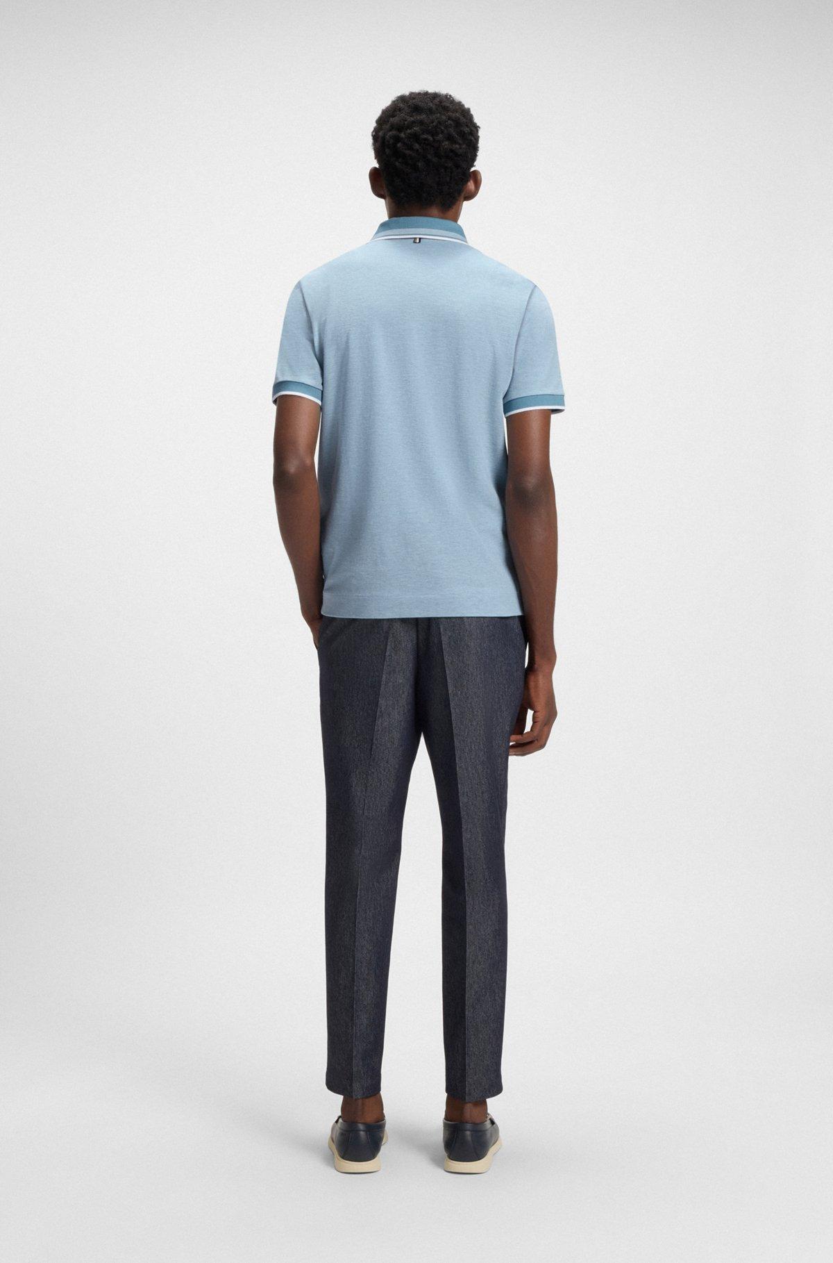 BOSS - Oxford-cotton-piqué polo shirt with logo detail - Light Blue Product Image