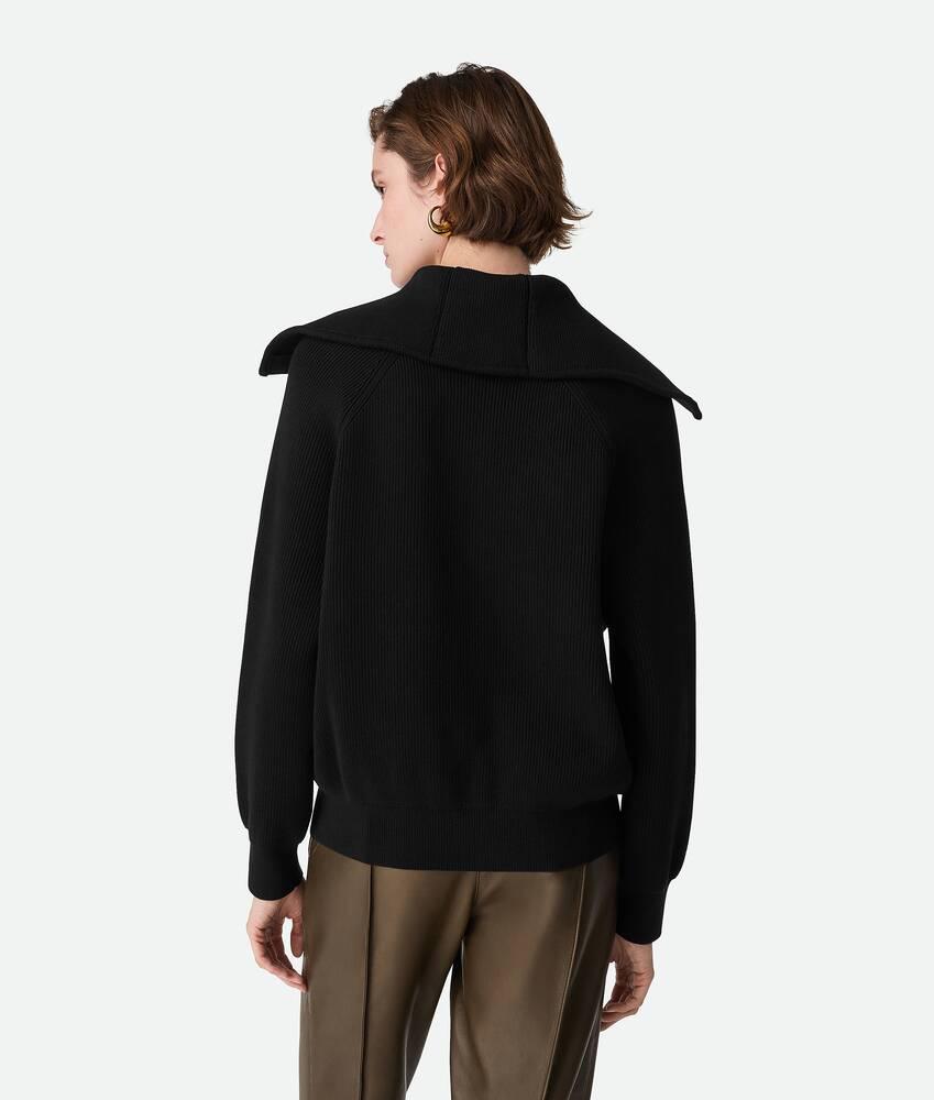 Women's Cotton Rib Cardigan in Black Product Image