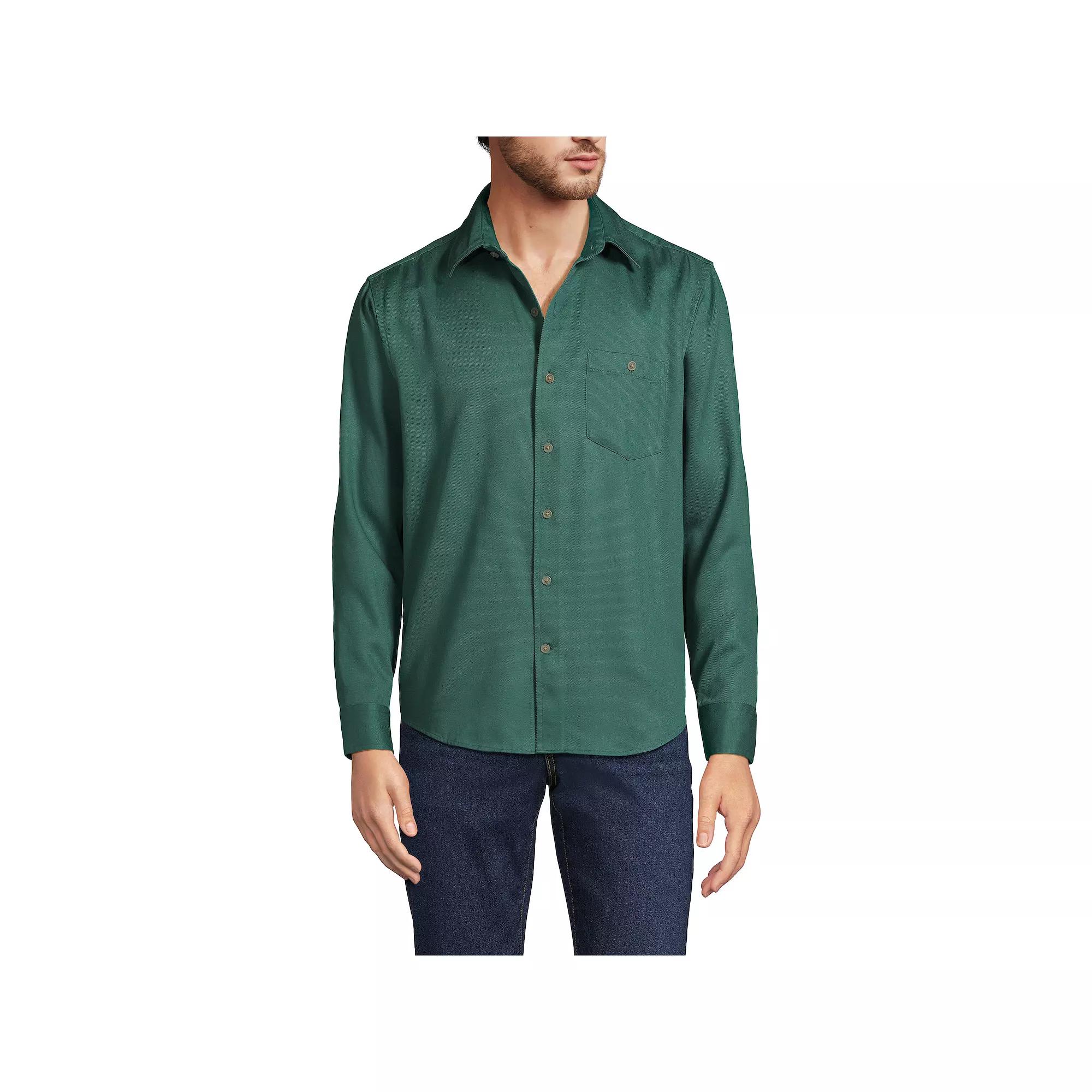 Men's Lands' End Relaxed Twill Shirt, Size: Large, Antique Alabaster Product Image