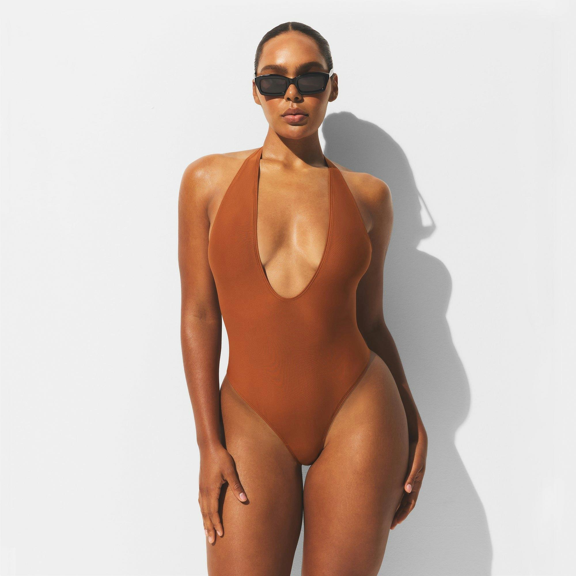ICONIC SWIM DEEP PLUNGE ONE PIECE | BRONZE Product Image