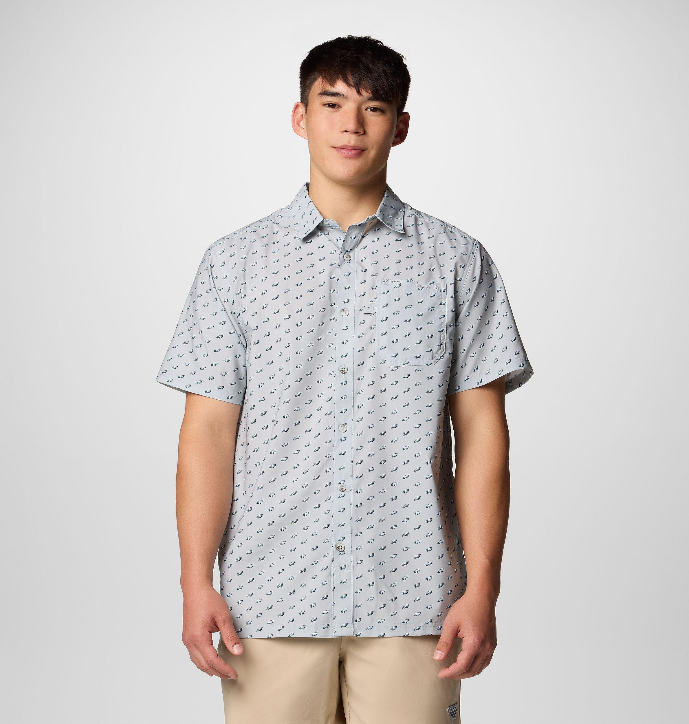 Columbia Mens PFG Super Slack Tide Short Sleeve Shirt - Philadelphia Eagles- Product Image