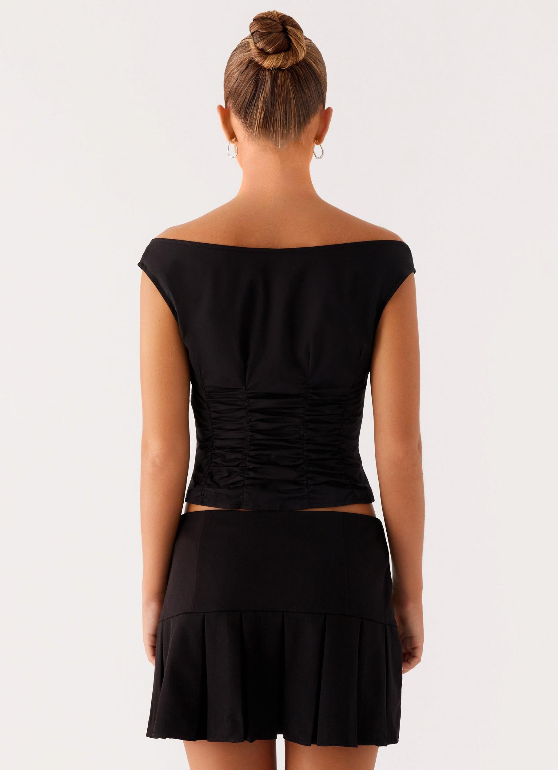 Shelby Pleated Mini Skirt - Black Product Image