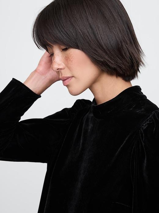 Recycled Velvet Puff-Sleeve Mini Dress Product Image