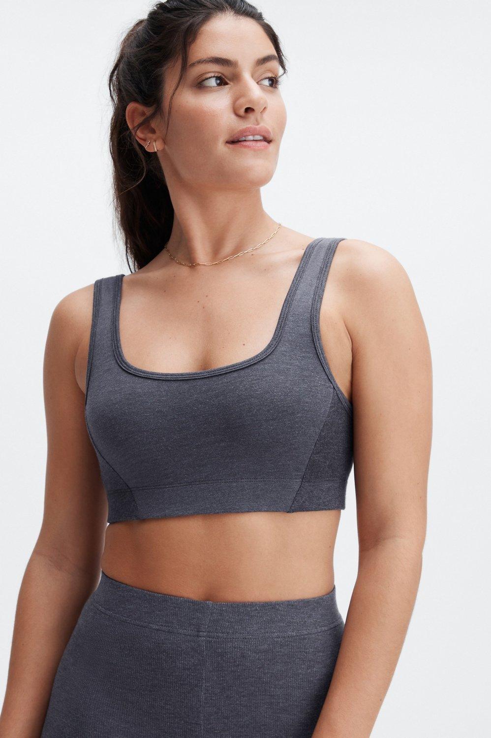 Fabletics RestoreKnit Scoop Back Bralette Womens Pewter plus Size 4X Product Image