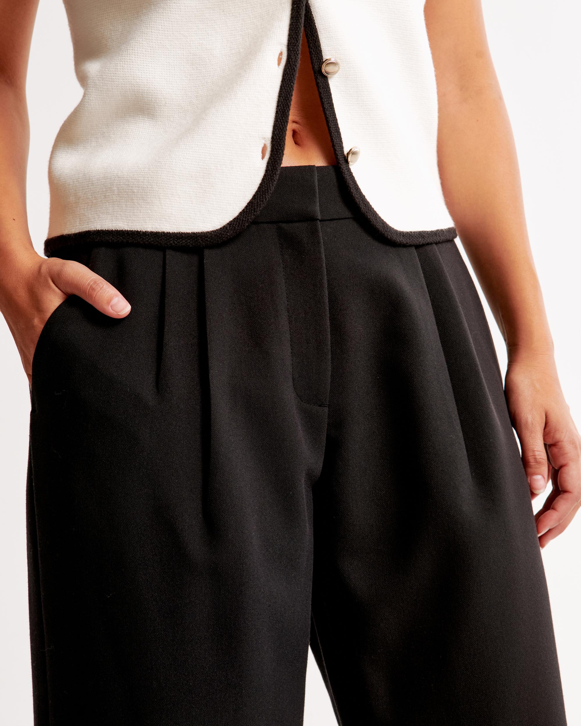 Curve Love A&F Sloane Low Rise Tailored Wide Leg Pant Product Image