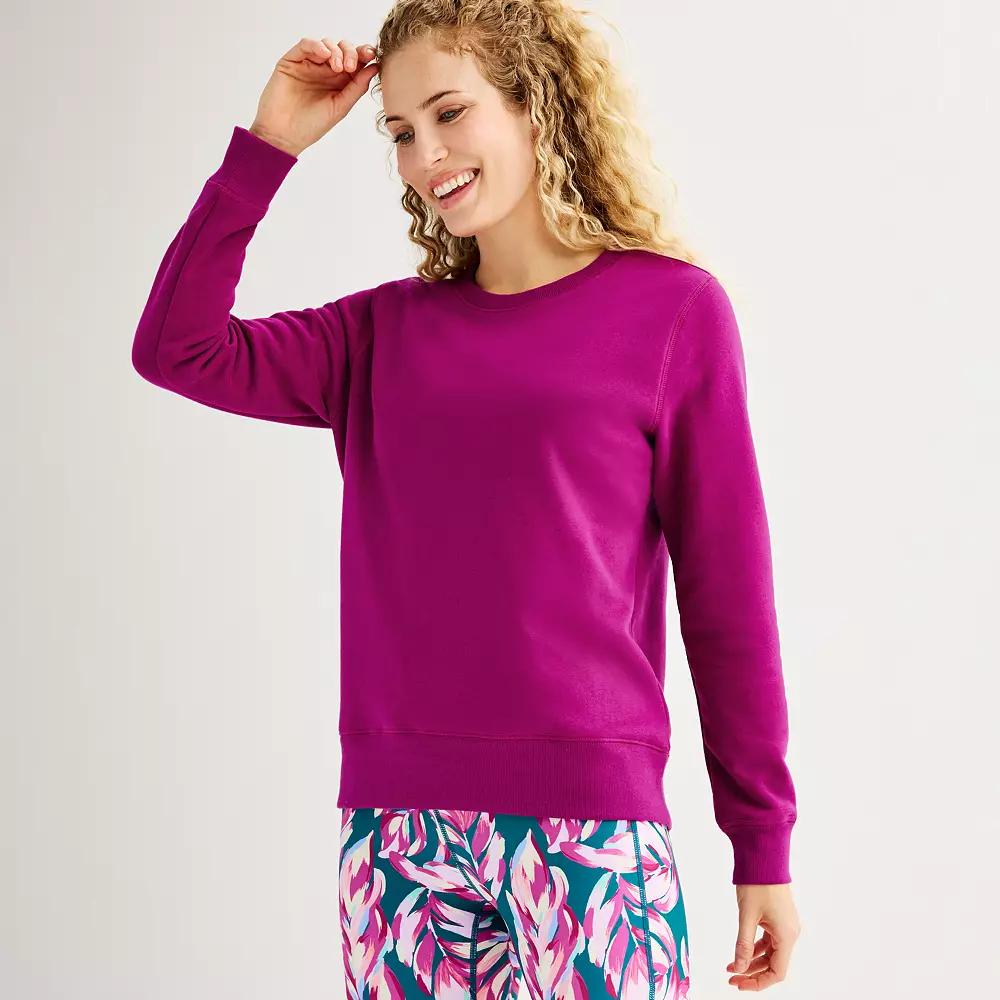 Women's Tek Gear® Ultrasoft Fleece Crewneck Sweatshirt, Size: XS Tall, Pink Grigio Product Image
