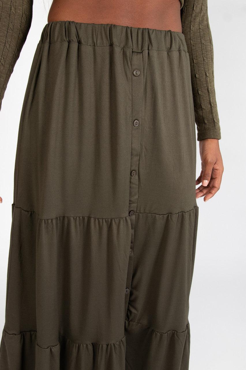 Tiered Button Front Maxi Skirt Product Image