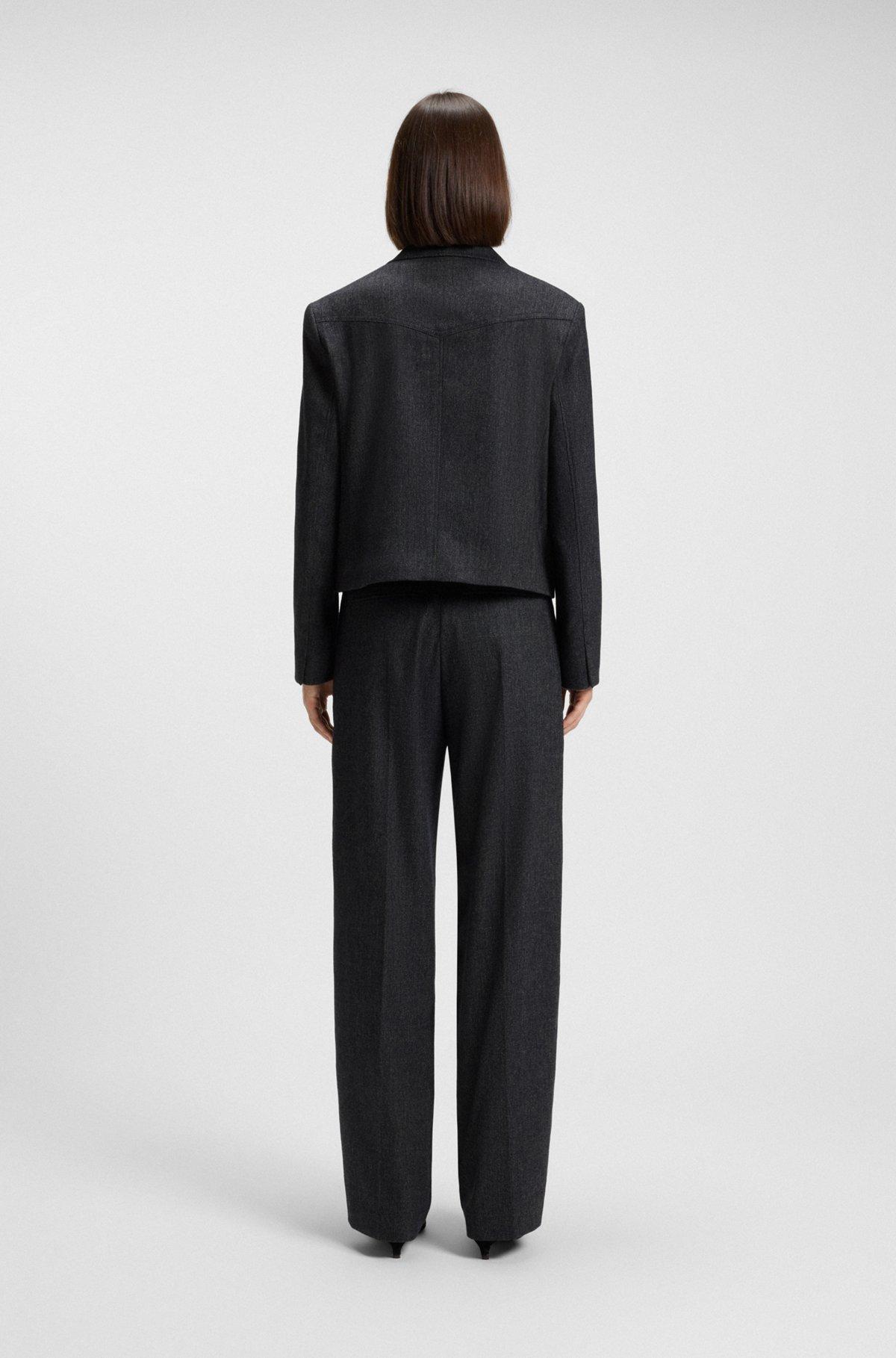 Straight-leg trousers in melange stretch flannel Product Image