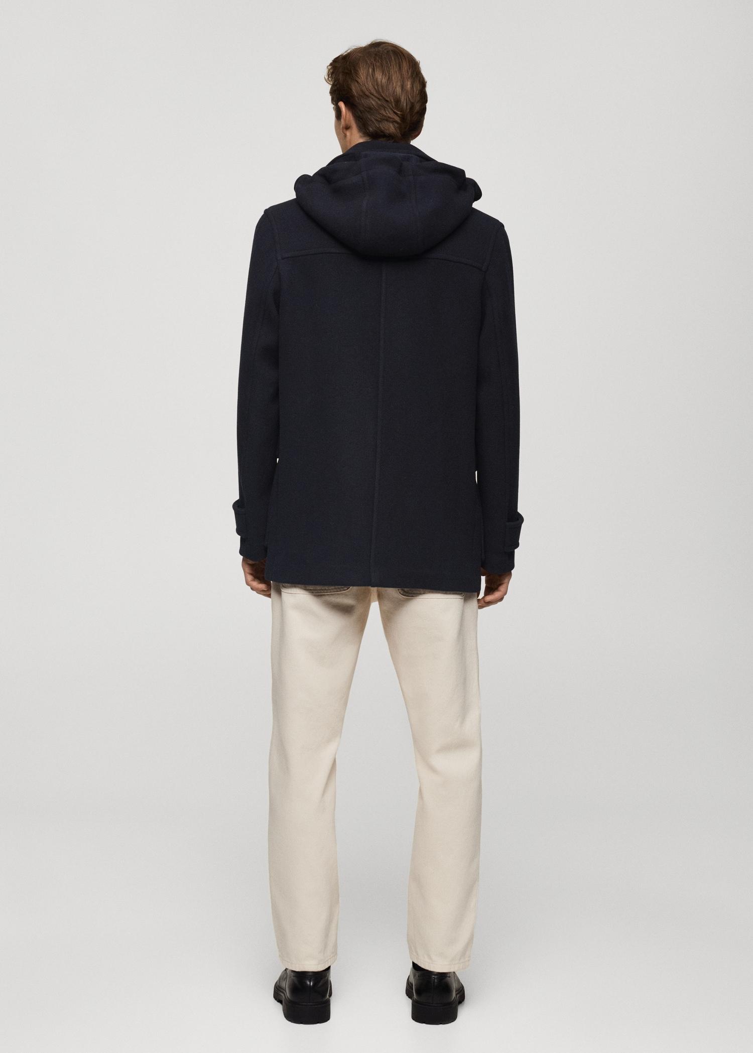 Detachable hood wool coat - Men | MANGO USA Product Image