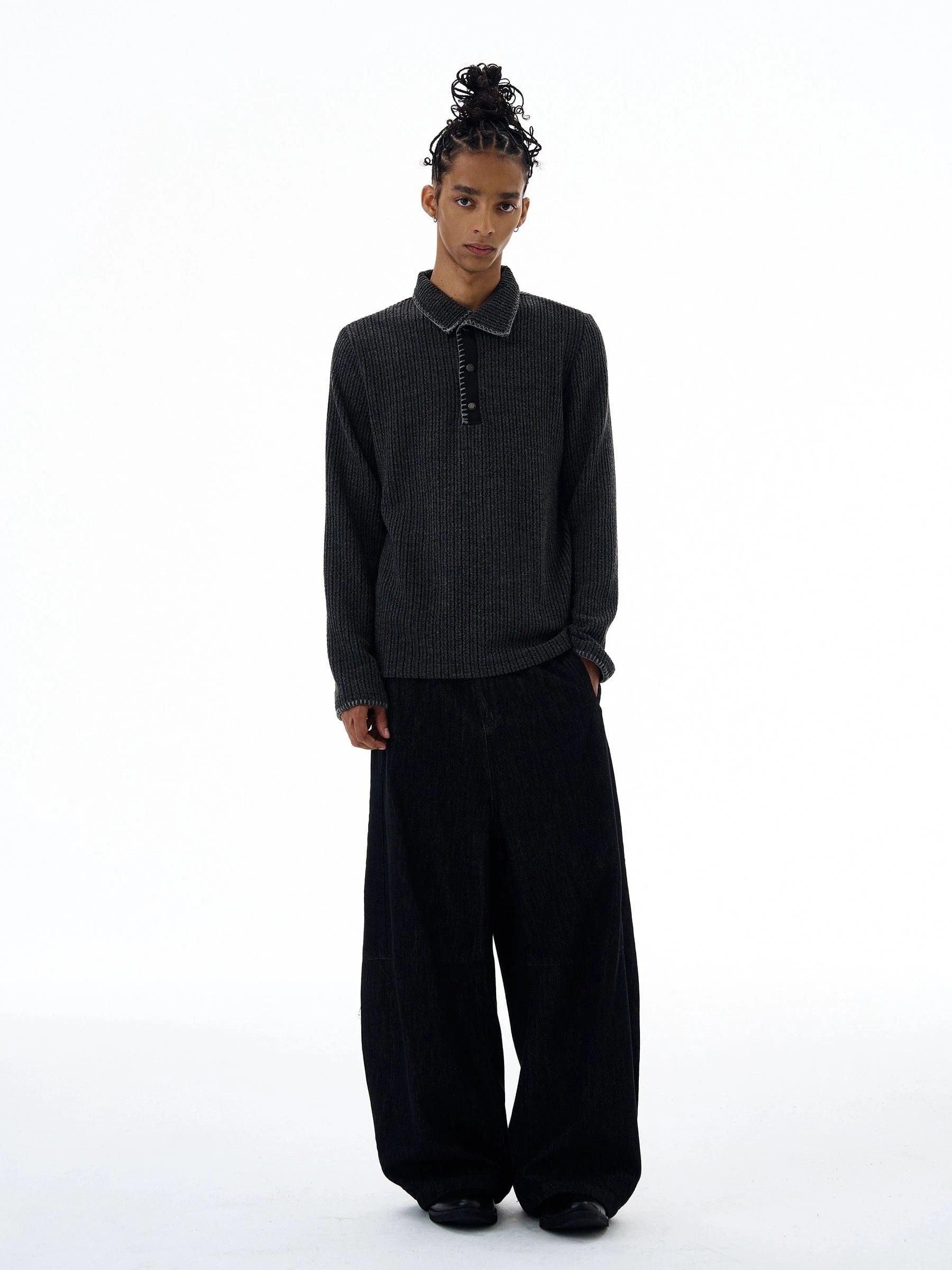 RT No. 19556 KNIT WEAR COLLAR SWEATER Product Image