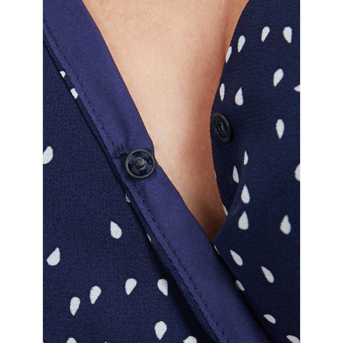 Polka Dot Button Pocket Shirred Ruffles Wrap Dress Product Image