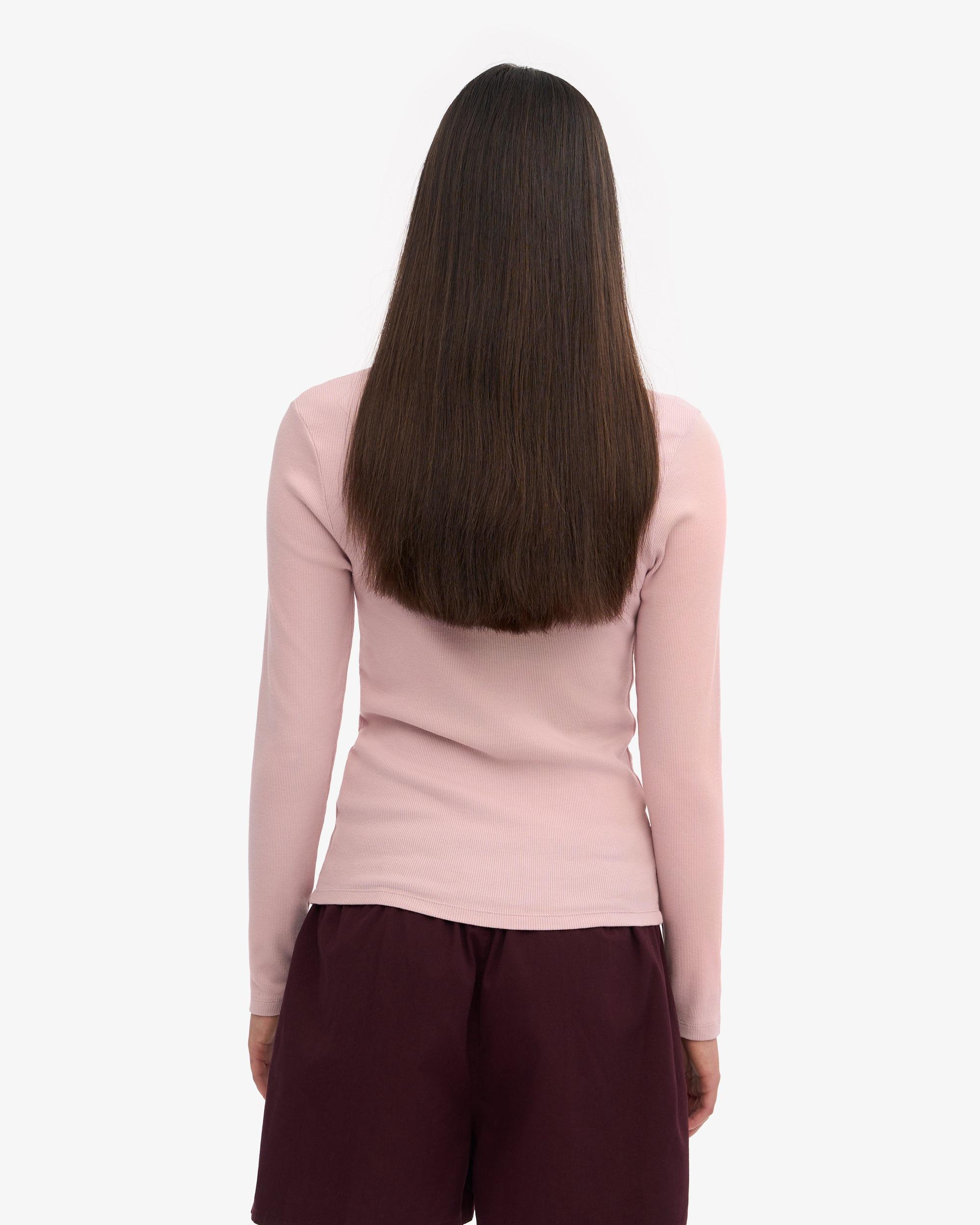 Women Organic Rib LS T-Shirt - Faded Pink Product Image