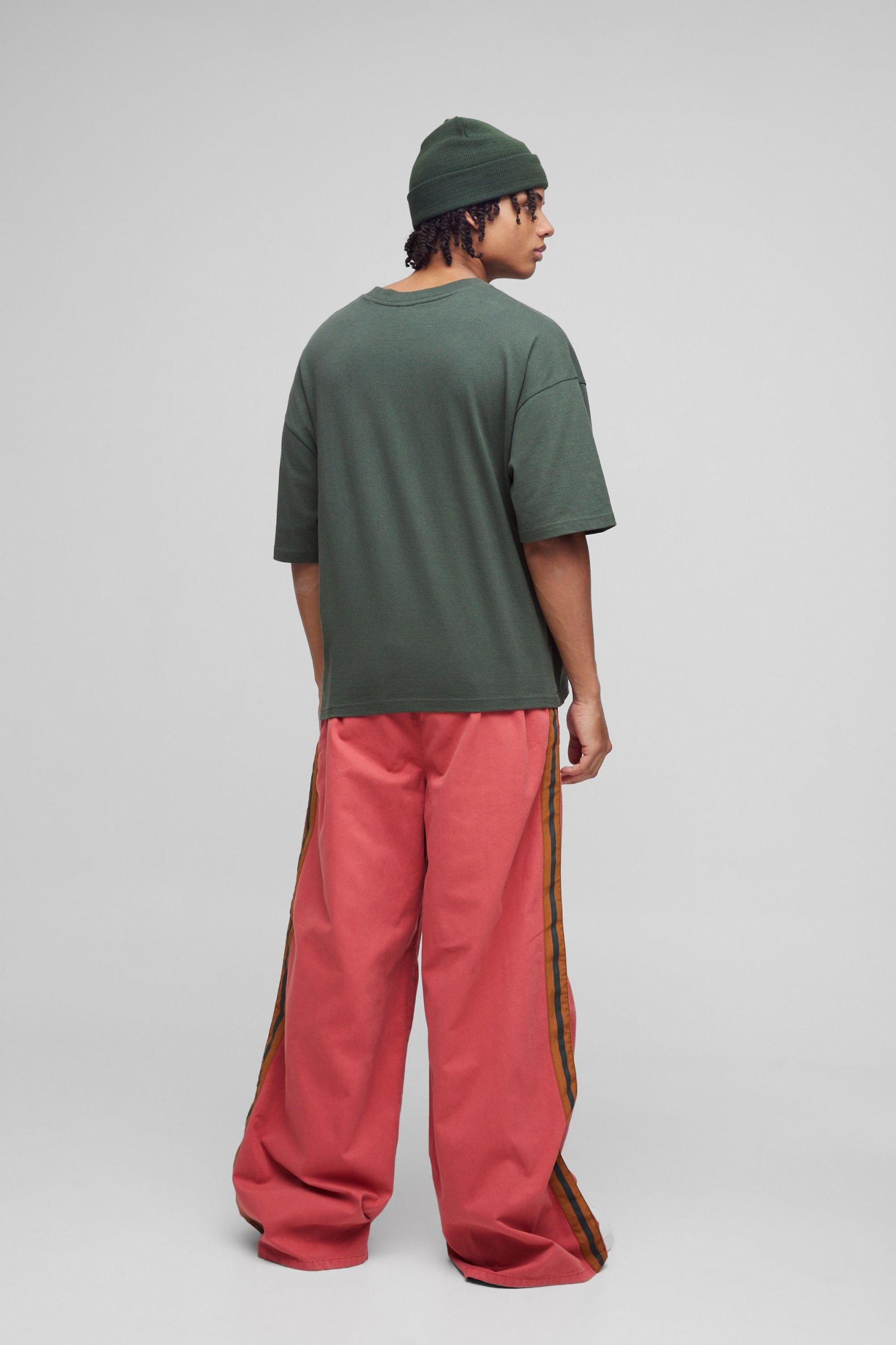 Elasticated Waist Extreme Baggy Peached Twill Embroidery Pants | boohooMAN USA Product Image