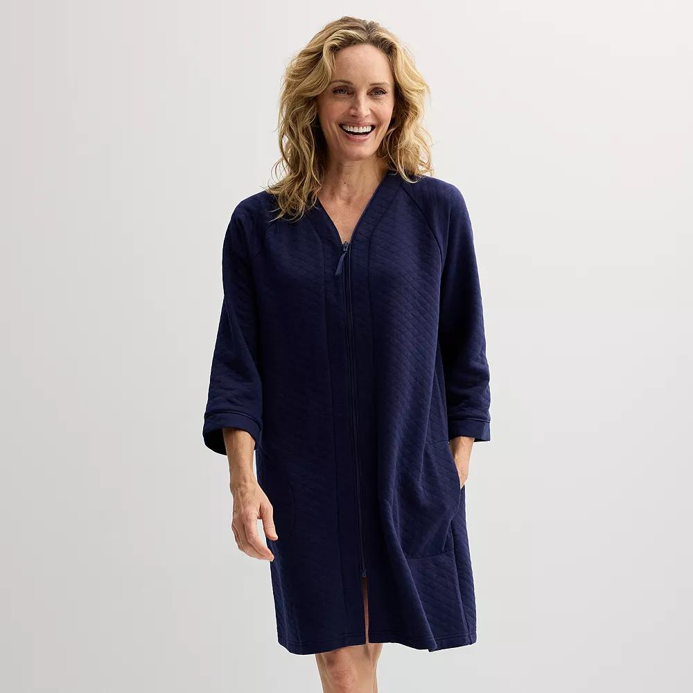 Women's Croft & Barrow® Quilted Zip Short Robe, Size: XL, Blue Rae Product Image