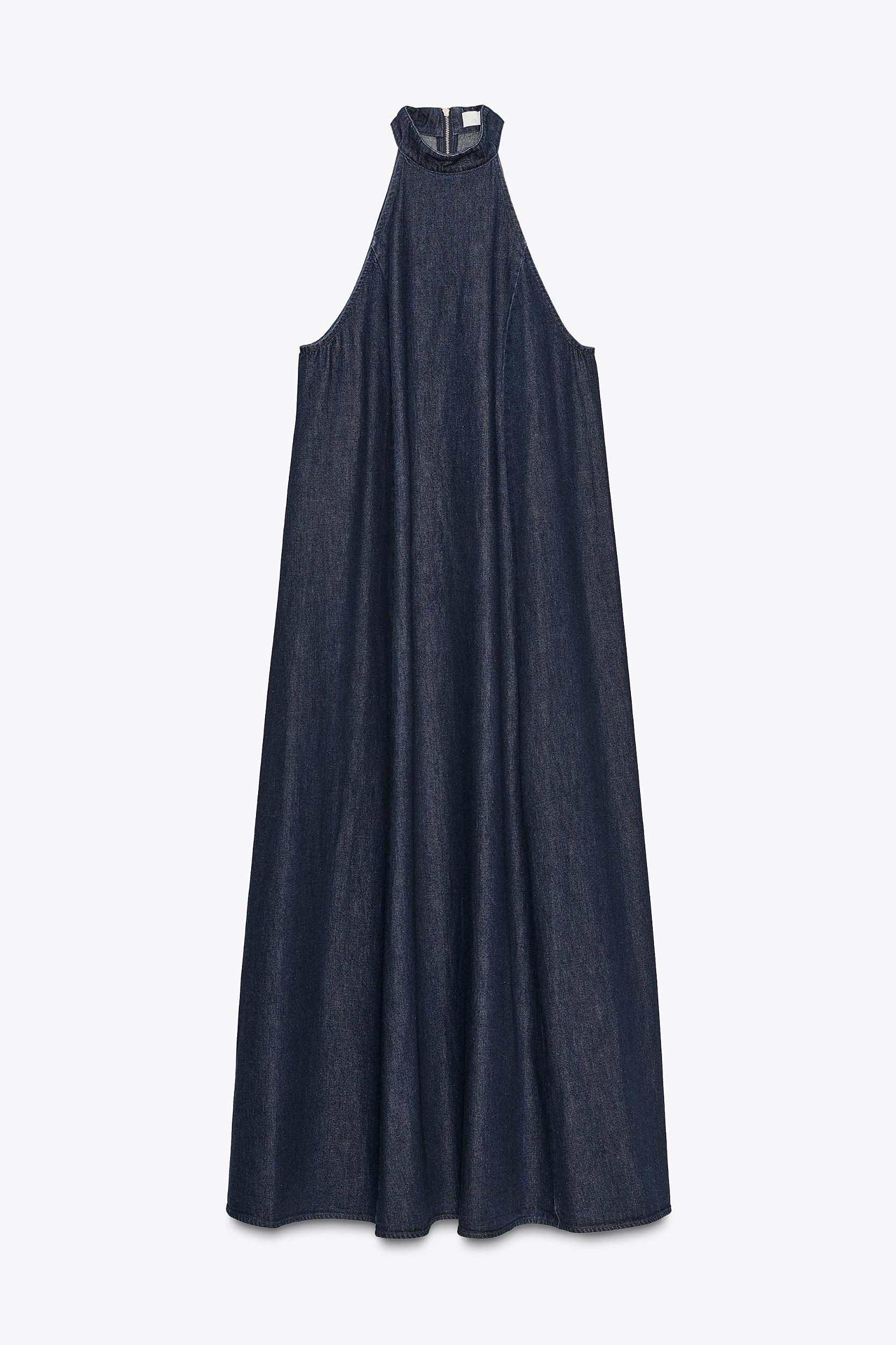 TRF HALTER DENIM DRESS Product Image