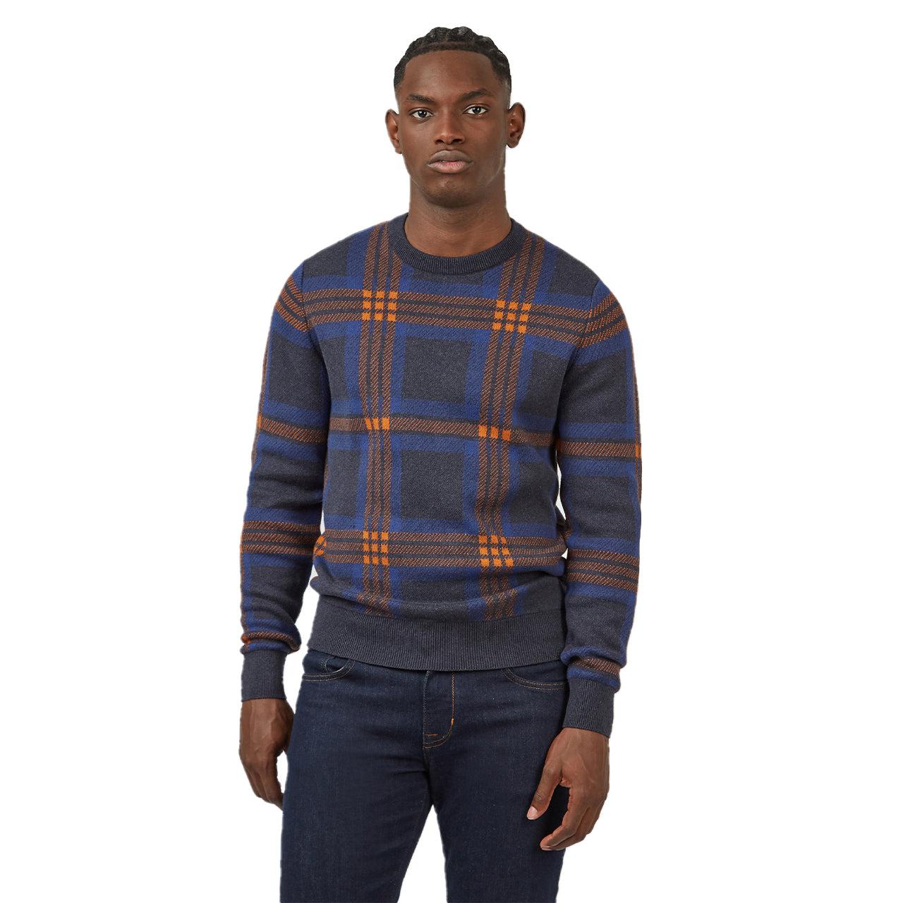 Jacquard Check Crew Neck Sweater Product Image
