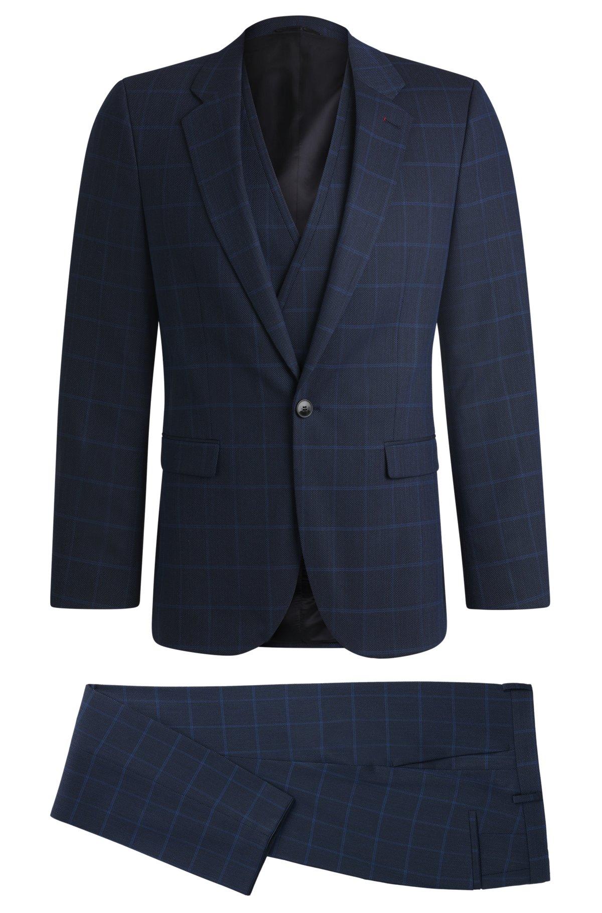 Extra-slim-fit suit in checked performance-stretch cloth Product Image