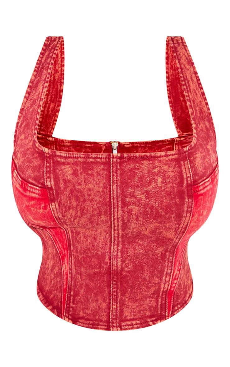 Shape Red Washed Denim Corset Product Image