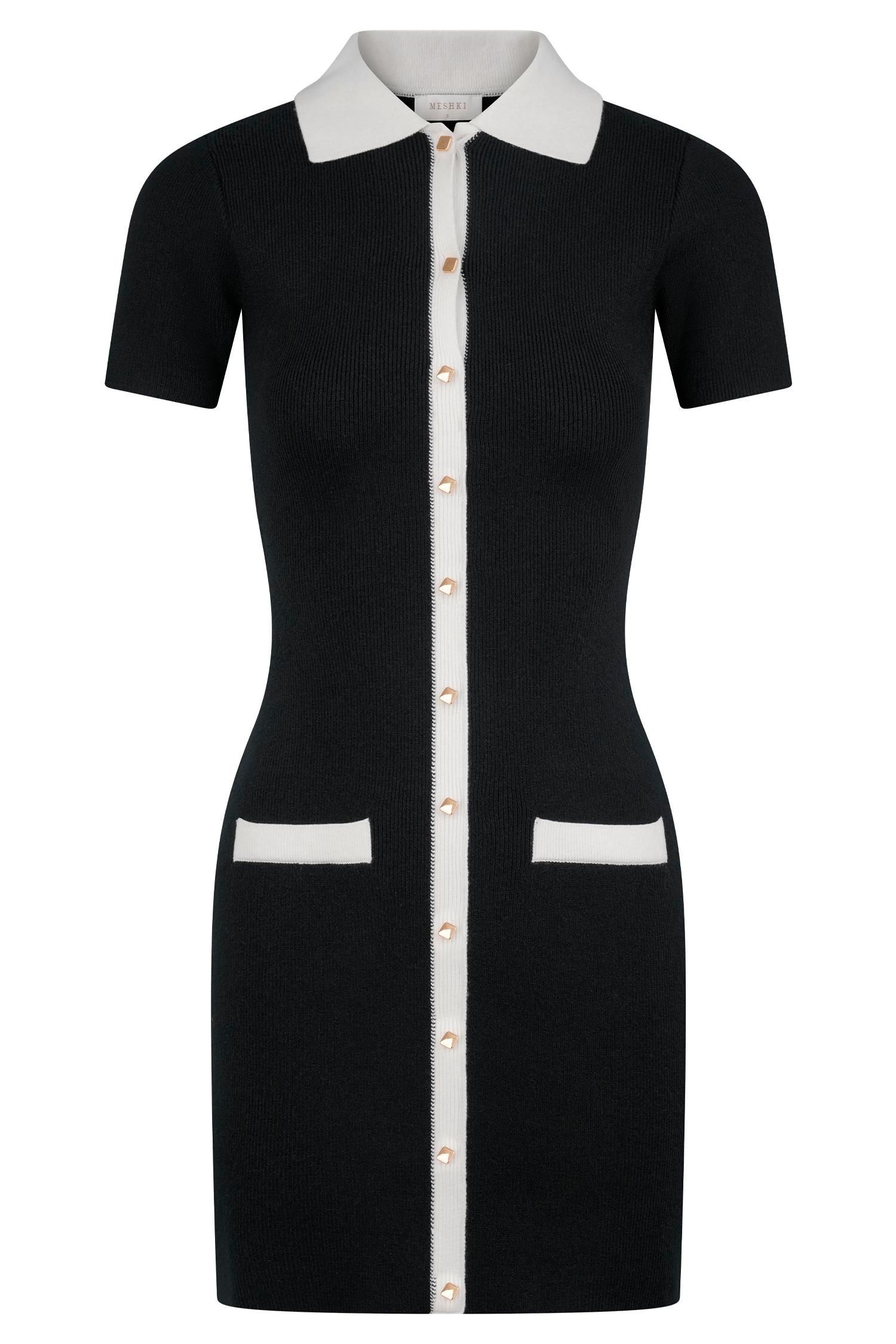 Seema Contrast Mini Dress - Black/White Product Image