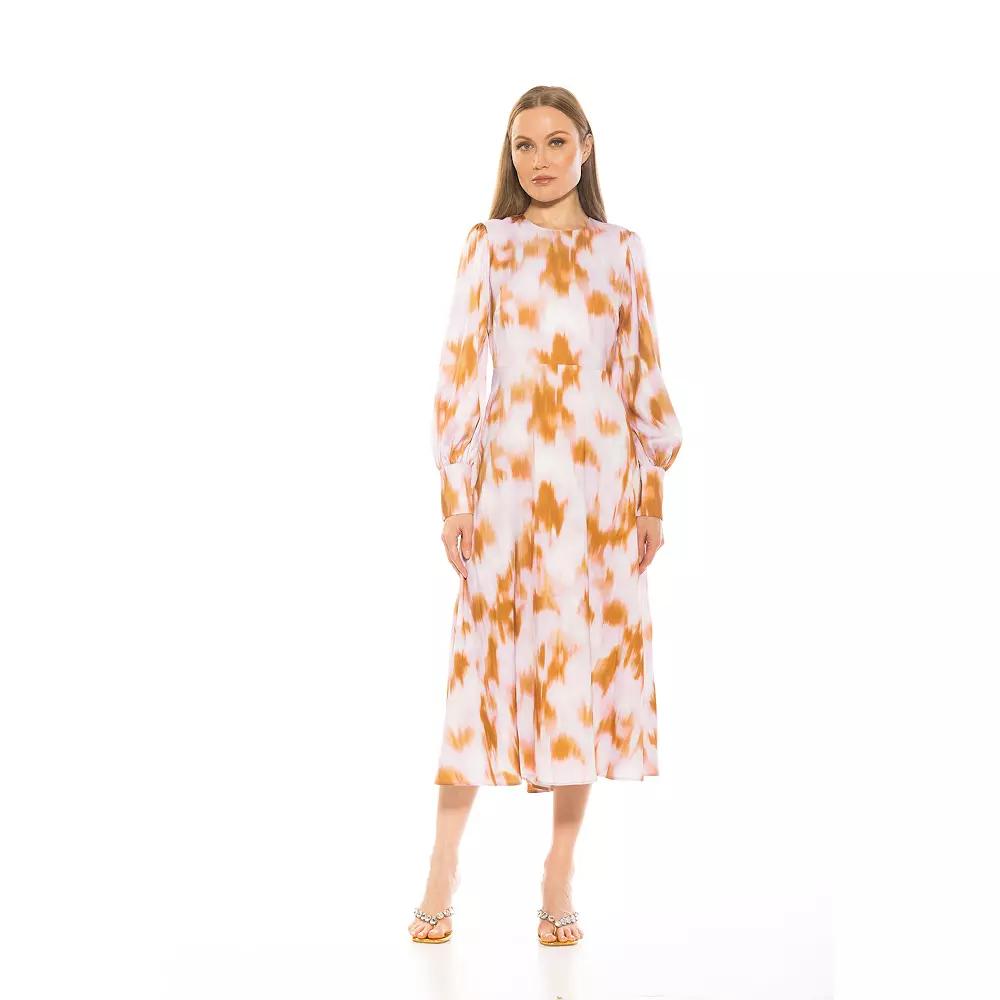 Women's ALEXIA ADMOR Sophie Fit & Flare Blouson Sleeve Midi Dress,  Product Image