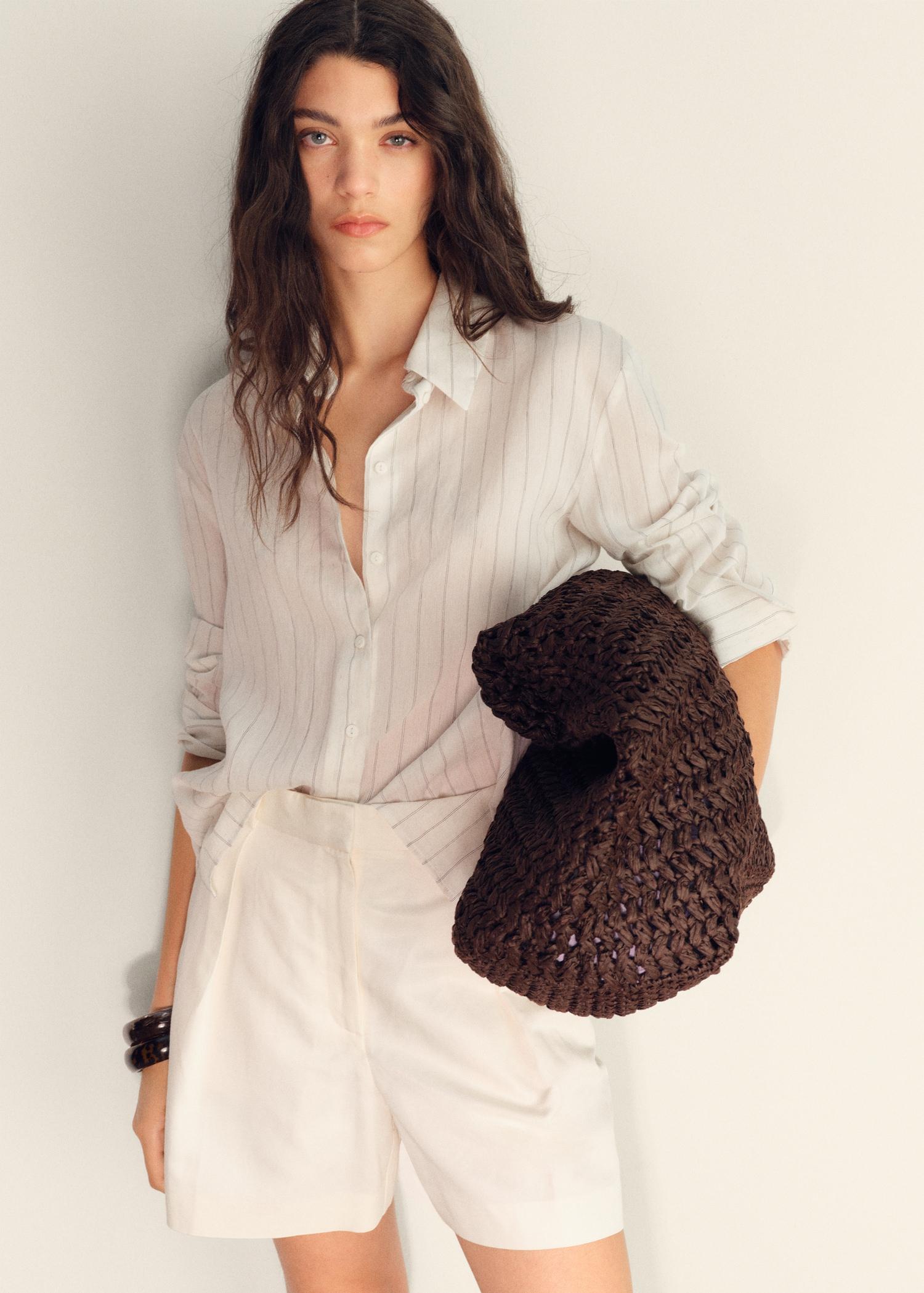 Linen-blend suit bermuda shorts - Women | MANGO USA Product Image