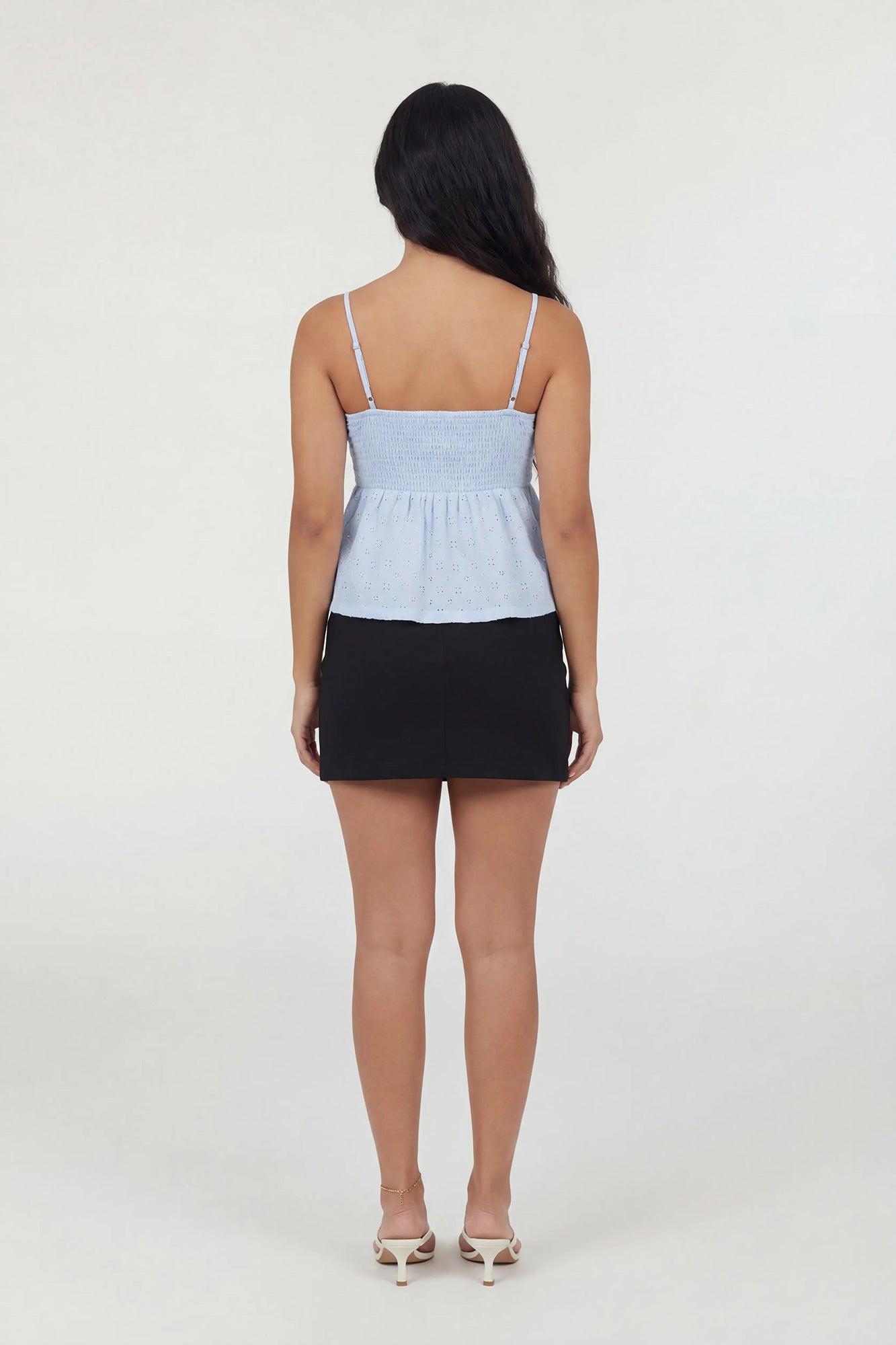 Smocked Eyelet Babydoll Tank Female Product Image