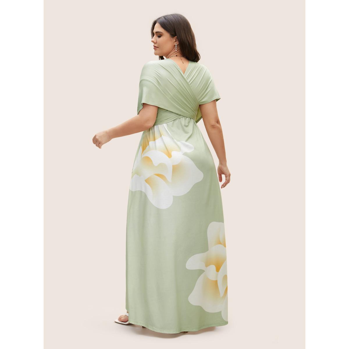 Plus Size Everywhere Dress - Floral Mesh Ties Dress Mint Women Elegant Belted Non Sleeveless Curvy BloomChic 18-20/2X Product Image