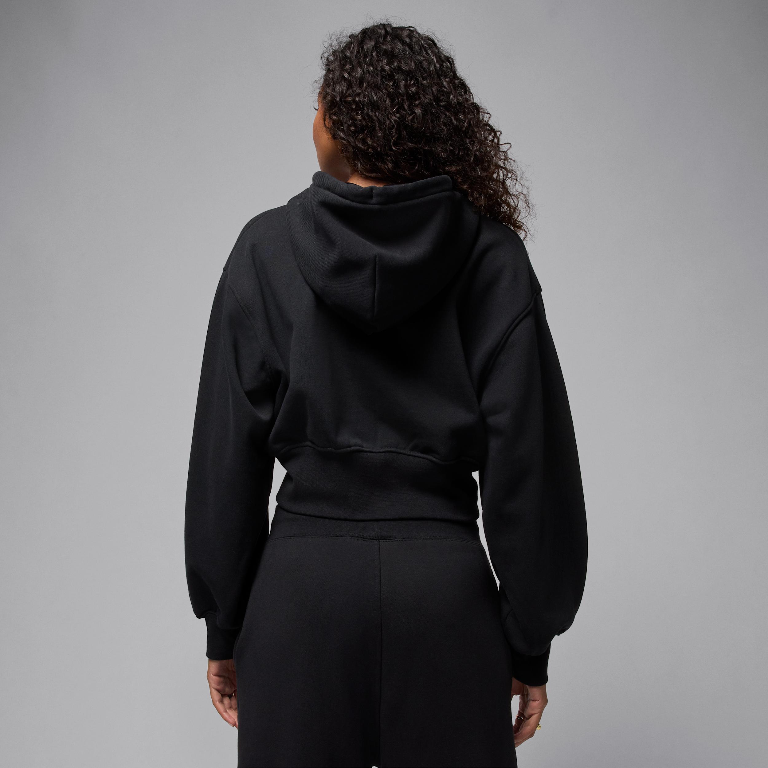 Womens Jordan Flight Fleece Cropped Satin-Lined Hoodie | IB9863-010 Product Image