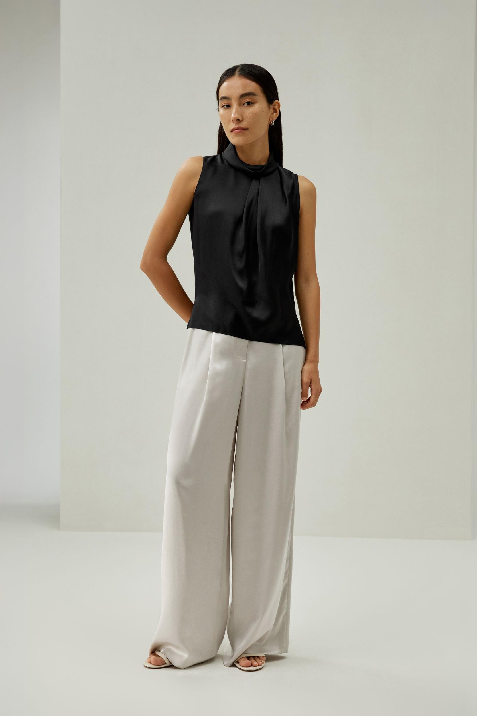 LILYSILK Silk Blouse Women - Dark Olive Mulberry Silk - Elegant Cowl Neck Blouse XS Product Image