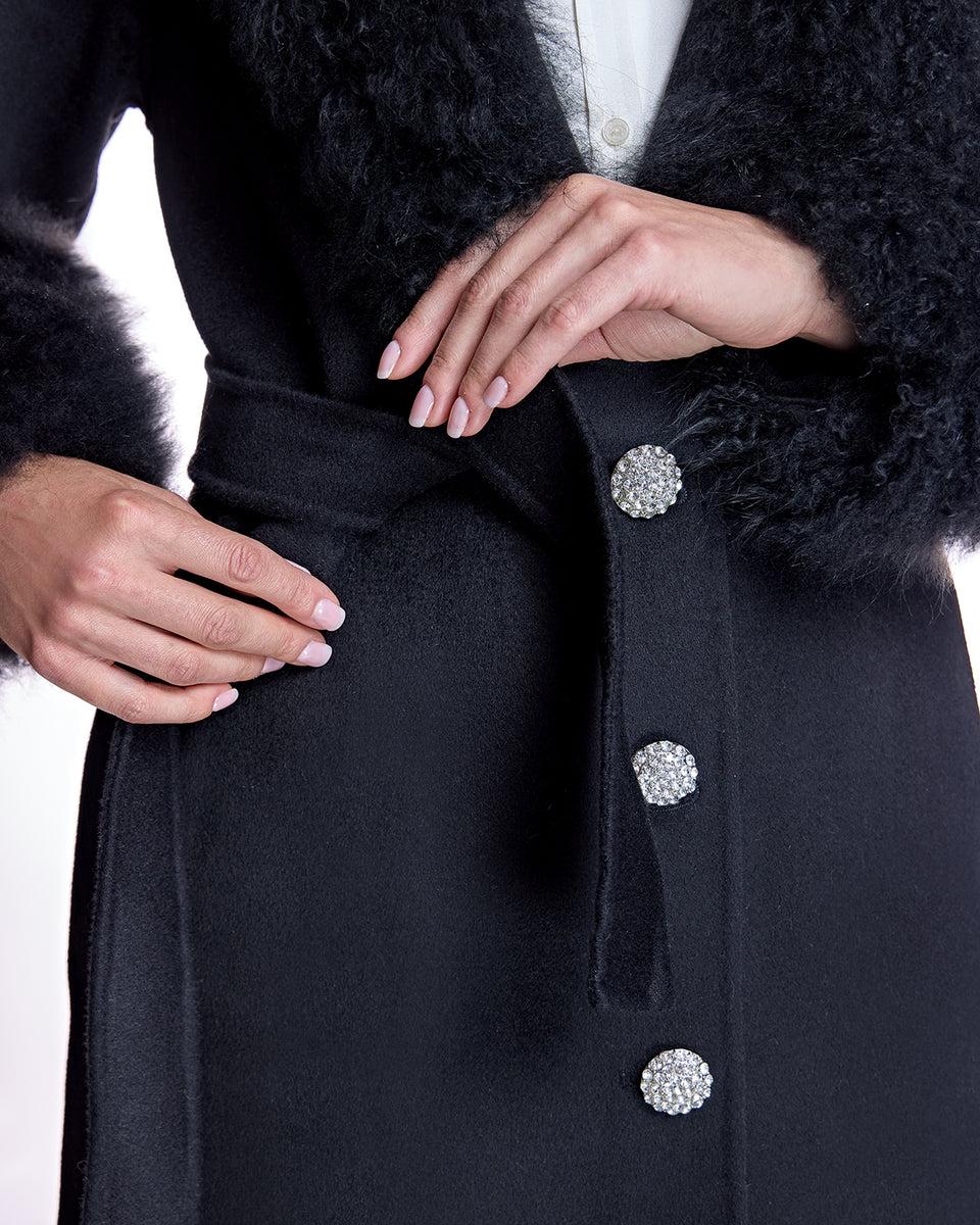 Belted Wool Coat with Cashmere Goat Trim Product Image